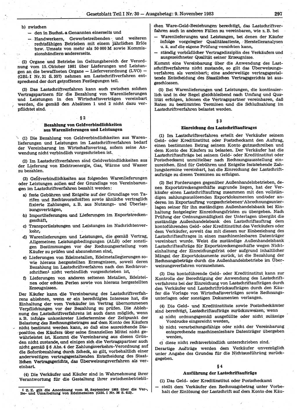 Gesetzblatt (GBl.) der Deutschen Demokratischen Republik (DDR) Teil Ⅰ 1983, Seite 297 (GBl. DDR Ⅰ 1983, S. 297)