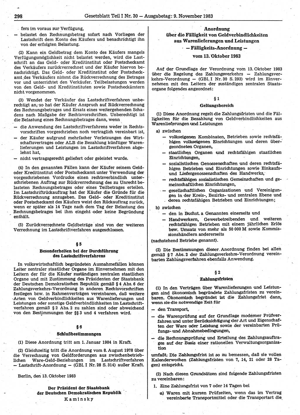 Gesetzblatt (GBl.) der Deutschen Demokratischen Republik (DDR) Teil Ⅰ 1983, Seite 298 (GBl. DDR Ⅰ 1983, S. 298)