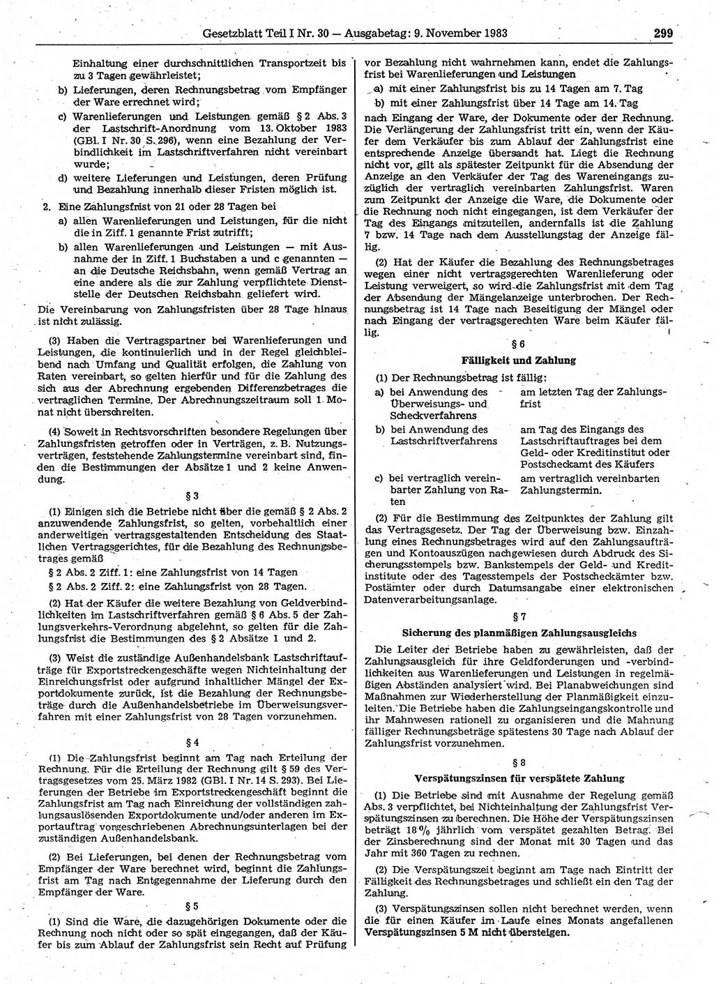 Gesetzblatt (GBl.) der Deutschen Demokratischen Republik (DDR) Teil Ⅰ 1983, Seite 299 (GBl. DDR Ⅰ 1983, S. 299)