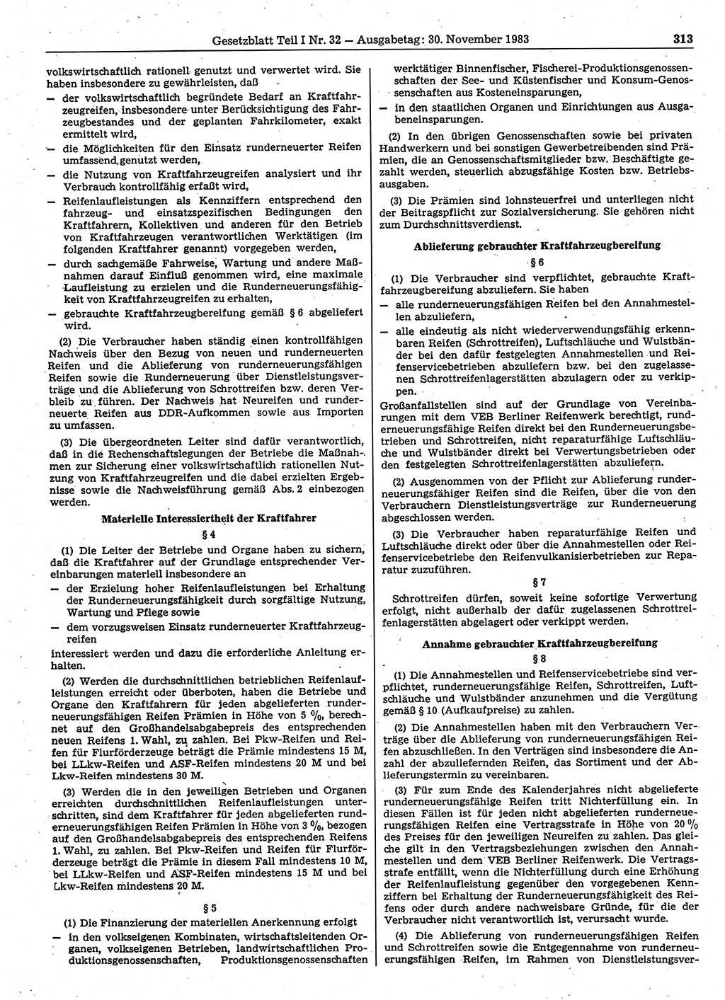 Gesetzblatt (GBl.) der Deutschen Demokratischen Republik (DDR) Teil Ⅰ 1983, Seite 313 (GBl. DDR Ⅰ 1983, S. 313)