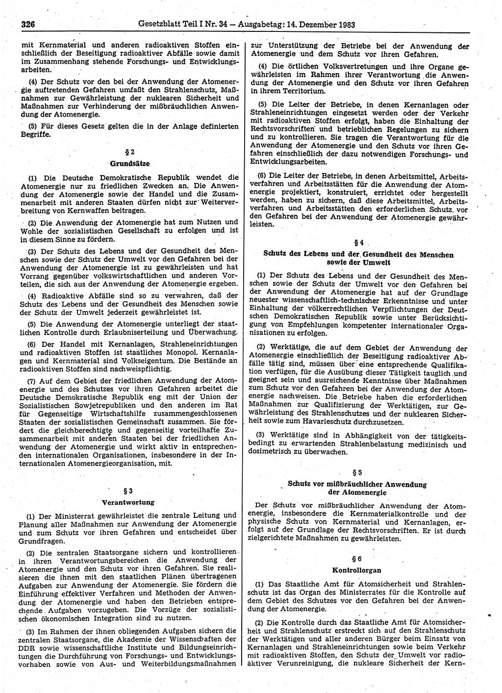 Gesetzblatt (GBl.) der Deutschen Demokratischen Republik (DDR) Teil Ⅰ 1983, Seite 326 (GBl. DDR Ⅰ 1983, S. 326)