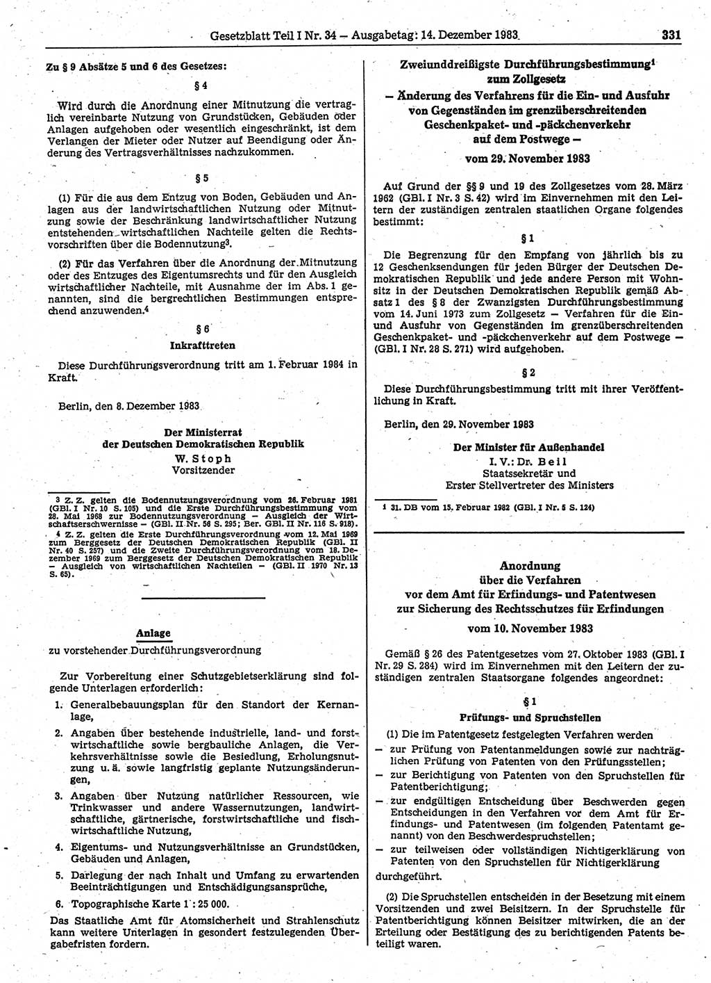 Gesetzblatt (GBl.) der Deutschen Demokratischen Republik (DDR) Teil Ⅰ 1983, Seite 331 (GBl. DDR Ⅰ 1983, S. 331)
