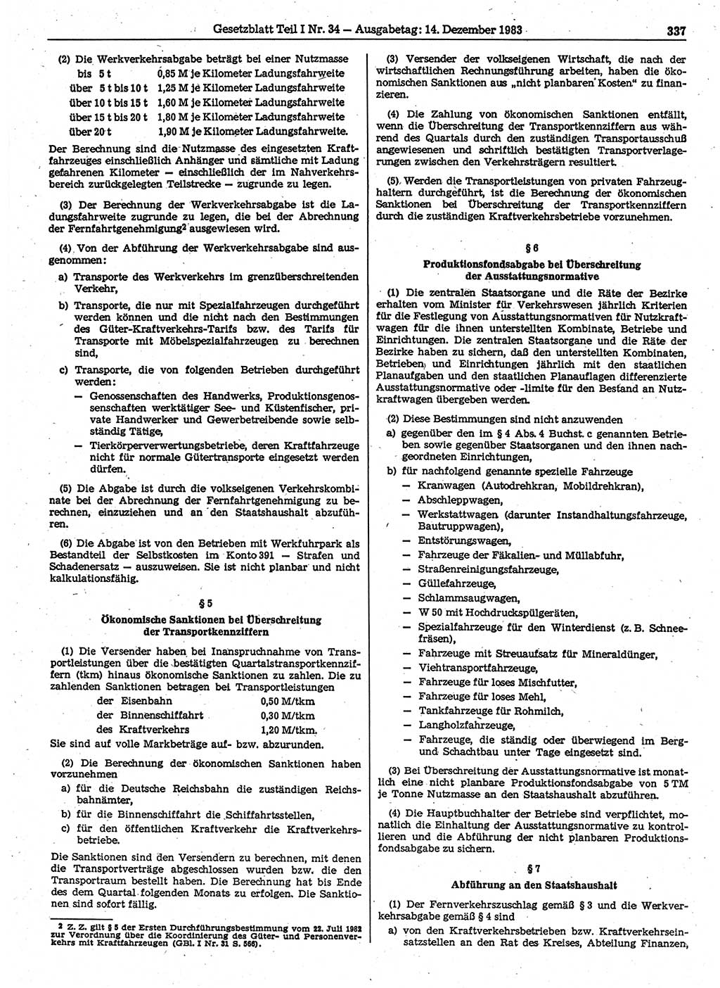Gesetzblatt (GBl.) der Deutschen Demokratischen Republik (DDR) Teil Ⅰ 1983, Seite 337 (GBl. DDR Ⅰ 1983, S. 337)