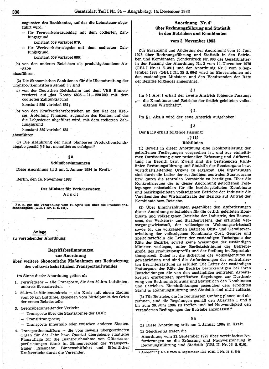 Gesetzblatt (GBl.) der Deutschen Demokratischen Republik (DDR) Teil Ⅰ 1983, Seite 338 (GBl. DDR Ⅰ 1983, S. 338)