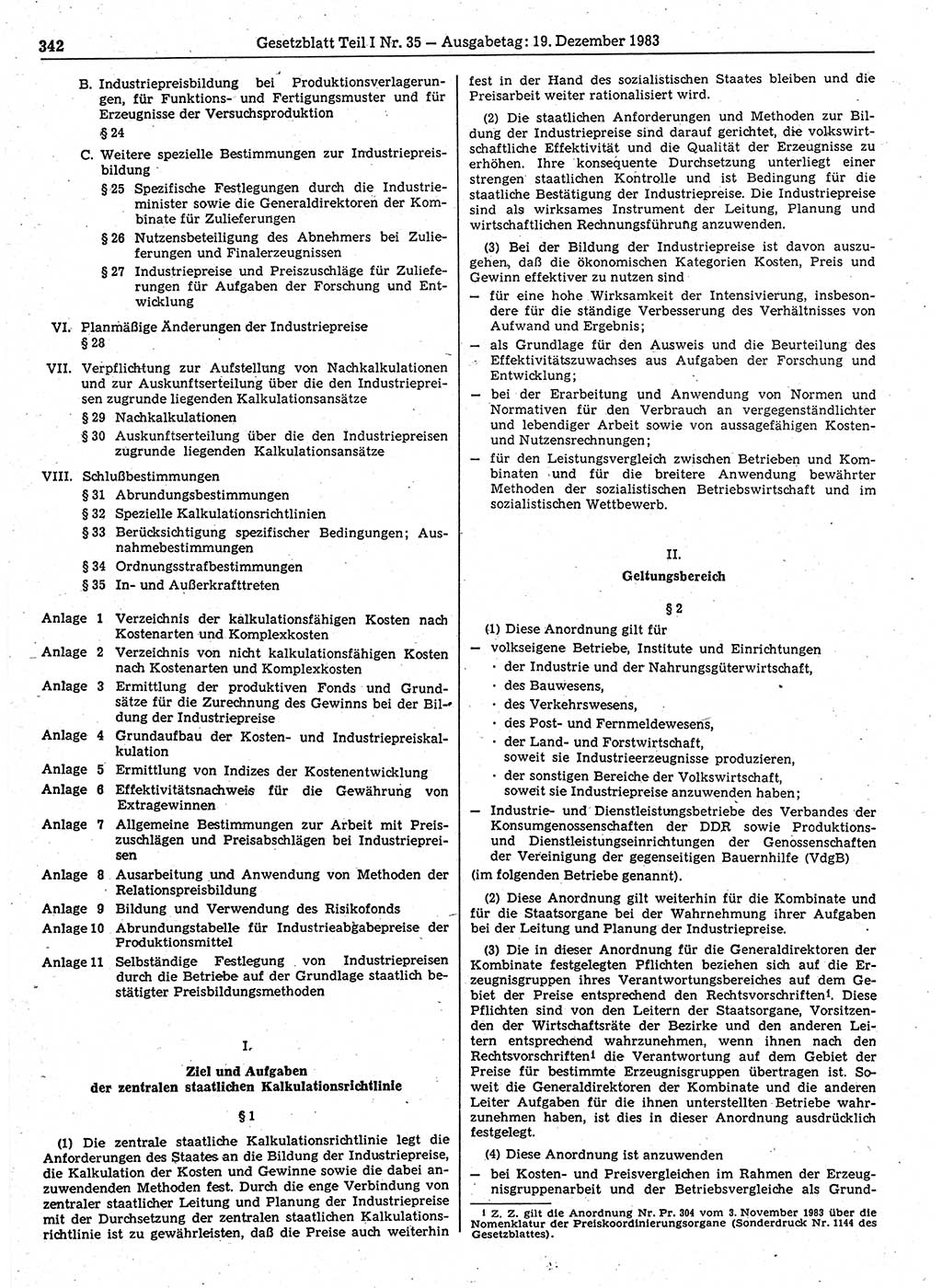 Gesetzblatt (GBl.) der Deutschen Demokratischen Republik (DDR) Teil Ⅰ 1983, Seite 342 (GBl. DDR Ⅰ 1983, S. 342)