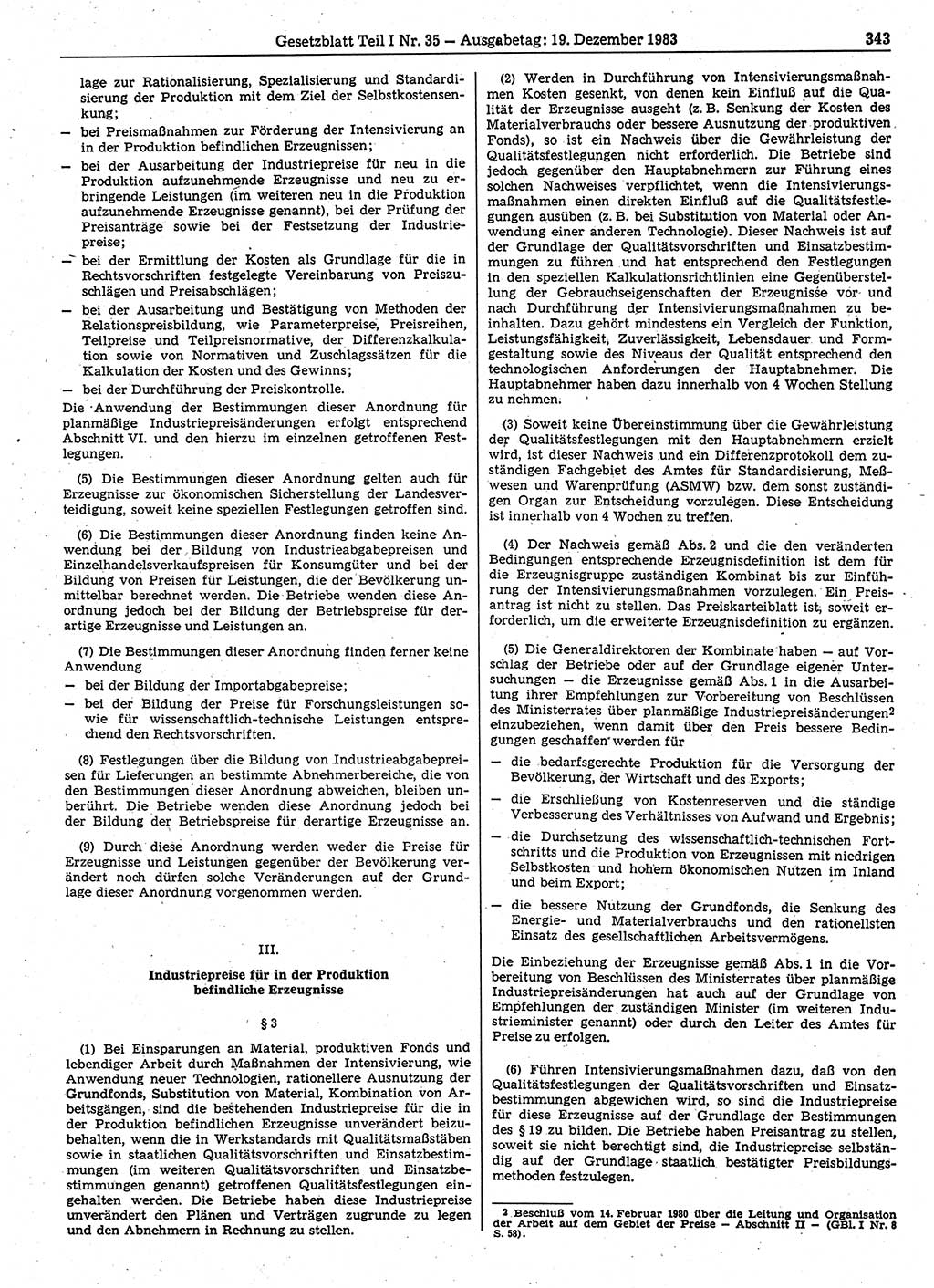 Gesetzblatt (GBl.) der Deutschen Demokratischen Republik (DDR) Teil Ⅰ 1983, Seite 343 (GBl. DDR Ⅰ 1983, S. 343)