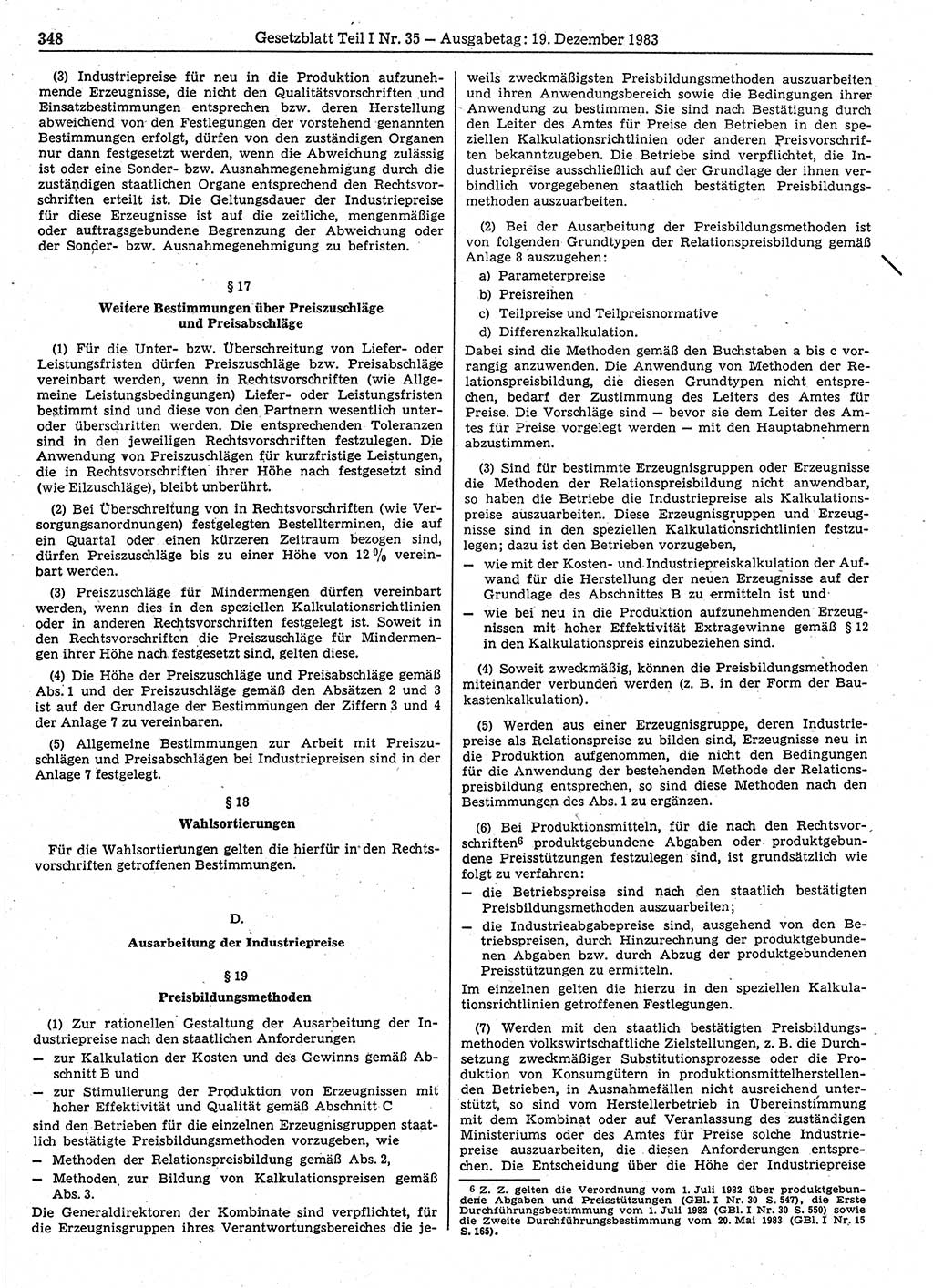 Gesetzblatt (GBl.) der Deutschen Demokratischen Republik (DDR) Teil Ⅰ 1983, Seite 348 (GBl. DDR Ⅰ 1983, S. 348)
