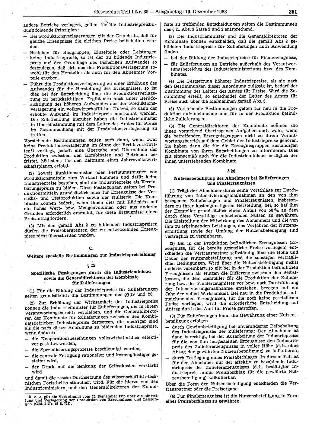 Gesetzblatt (GBl.) der Deutschen Demokratischen Republik (DDR) Teil Ⅰ 1983, Seite 351 (GBl. DDR Ⅰ 1983, S. 351)