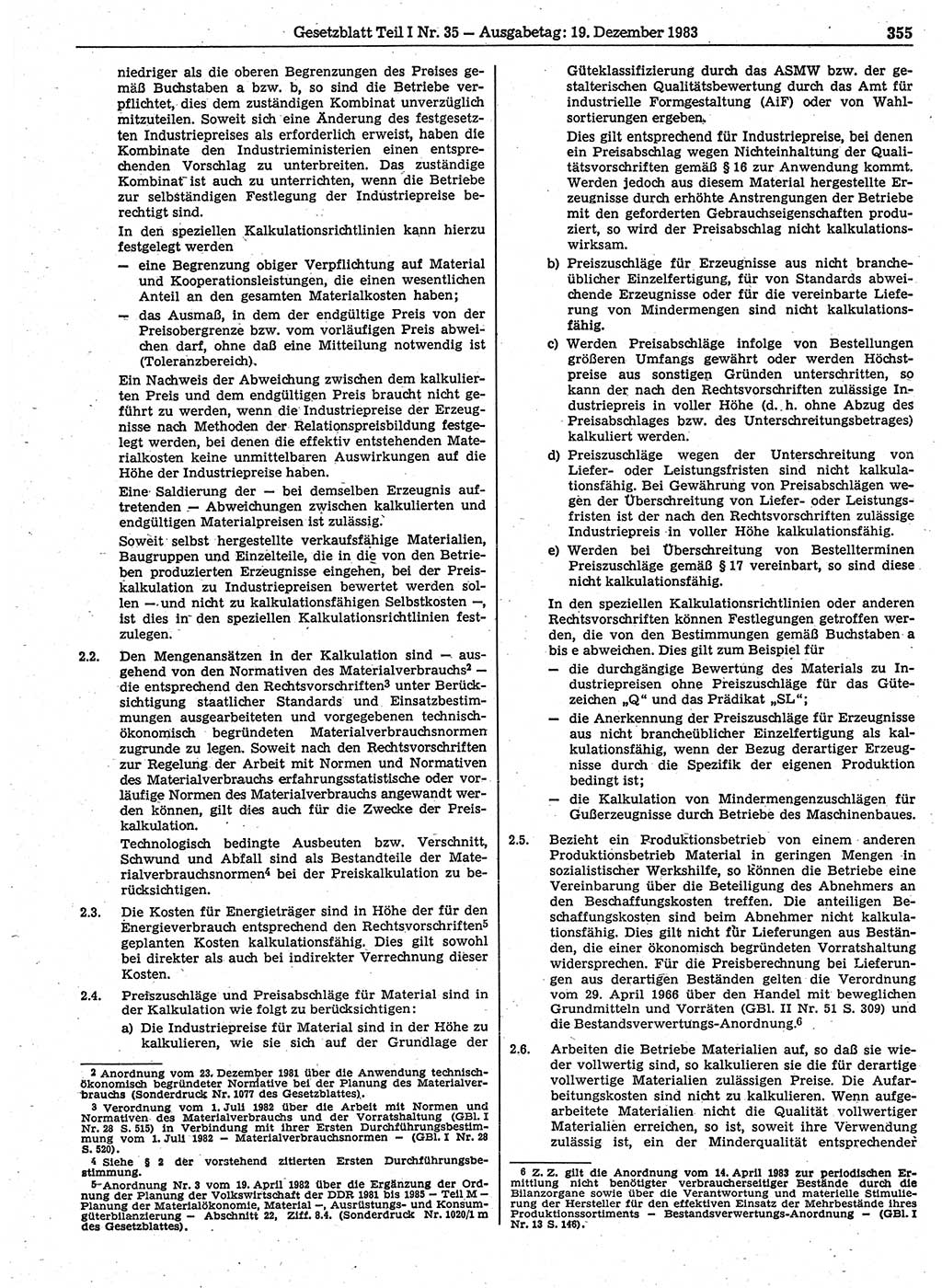 Gesetzblatt (GBl.) der Deutschen Demokratischen Republik (DDR) Teil Ⅰ 1983, Seite 355 (GBl. DDR Ⅰ 1983, S. 355)