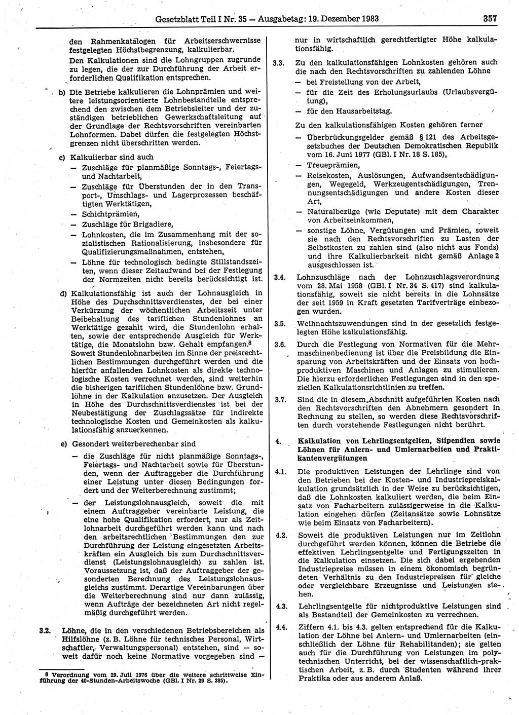Gesetzblatt (GBl.) der Deutschen Demokratischen Republik (DDR) Teil Ⅰ 1983, Seite 357 (GBl. DDR Ⅰ 1983, S. 357)