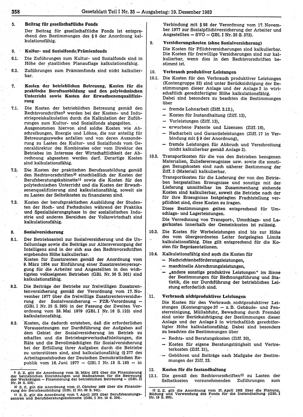 Gesetzblatt (GBl.) der Deutschen Demokratischen Republik (DDR) Teil Ⅰ 1983, Seite 358 (GBl. DDR Ⅰ 1983, S. 358)