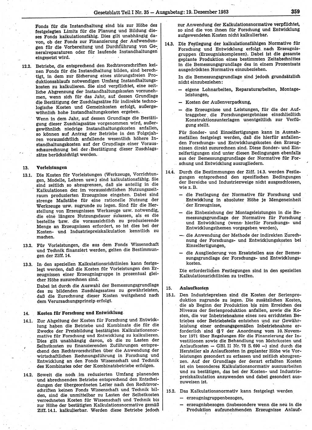 Gesetzblatt (GBl.) der Deutschen Demokratischen Republik (DDR) Teil Ⅰ 1983, Seite 359 (GBl. DDR Ⅰ 1983, S. 359)