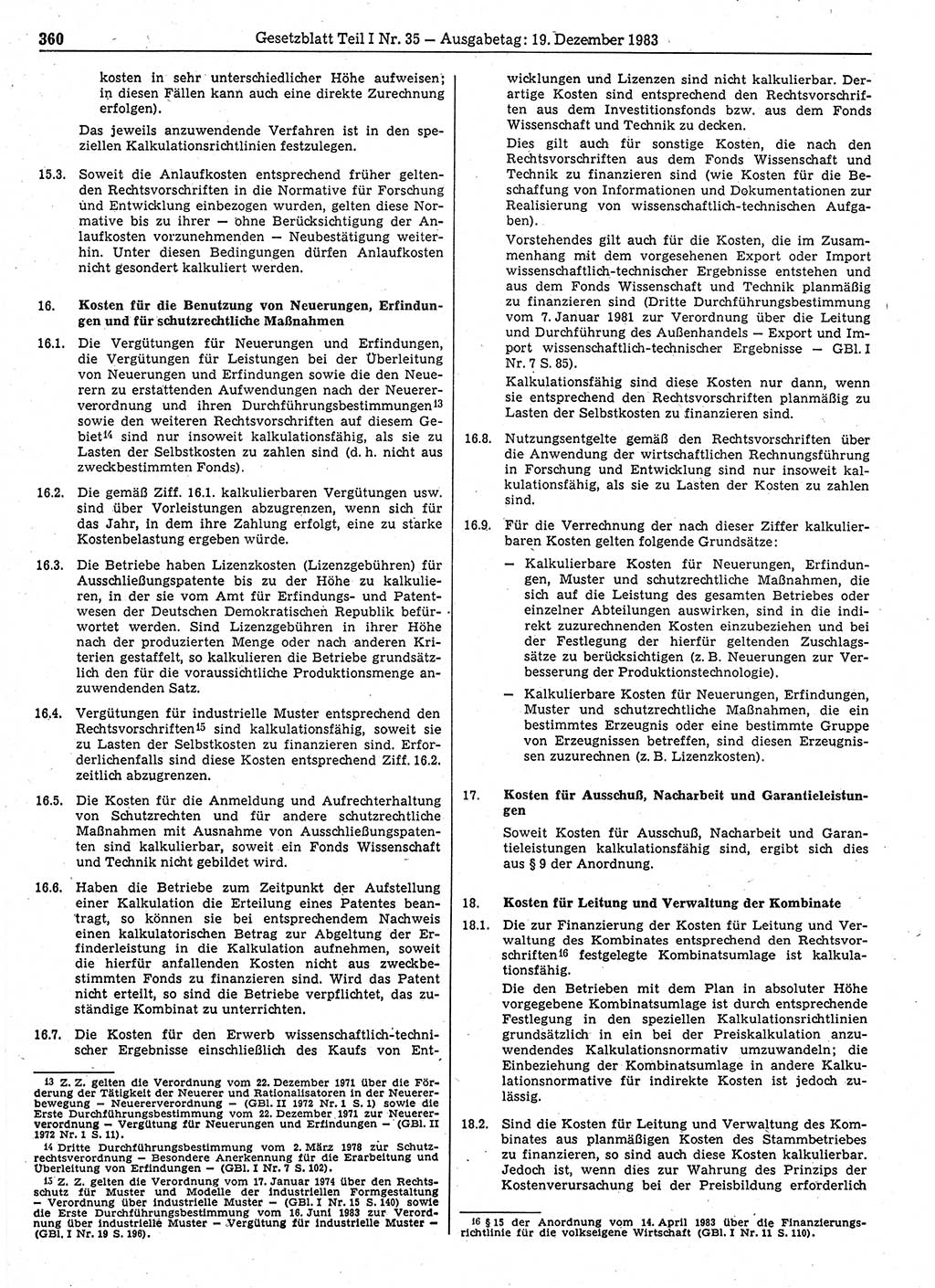Gesetzblatt (GBl.) der Deutschen Demokratischen Republik (DDR) Teil Ⅰ 1983, Seite 360 (GBl. DDR Ⅰ 1983, S. 360)