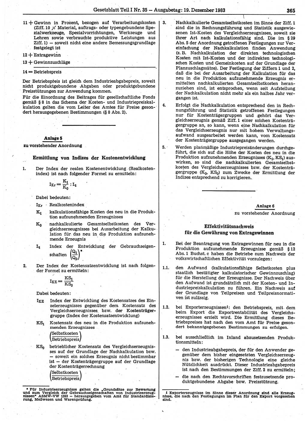 Gesetzblatt (GBl.) der Deutschen Demokratischen Republik (DDR) Teil Ⅰ 1983, Seite 365 (GBl. DDR Ⅰ 1983, S. 365)