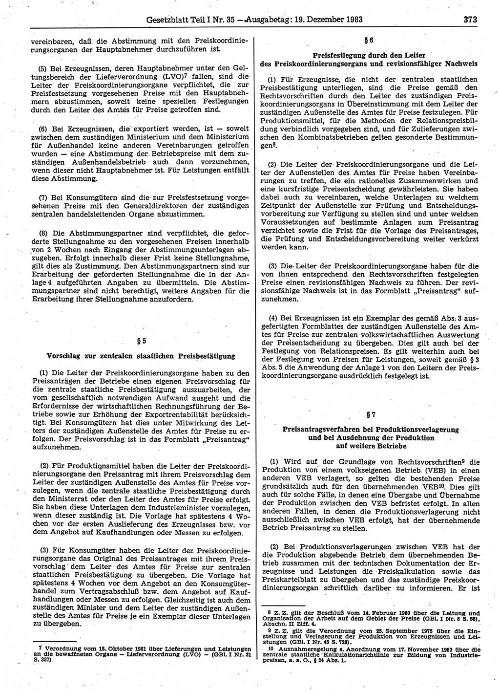 Gesetzblatt (GBl.) der Deutschen Demokratischen Republik (DDR) Teil Ⅰ 1983, Seite 373 (GBl. DDR Ⅰ 1983, S. 373)