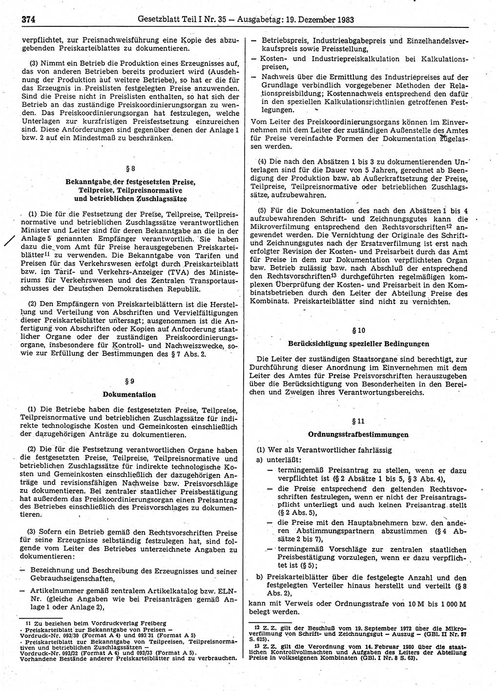 Gesetzblatt (GBl.) der Deutschen Demokratischen Republik (DDR) Teil Ⅰ 1983, Seite 374 (GBl. DDR Ⅰ 1983, S. 374)