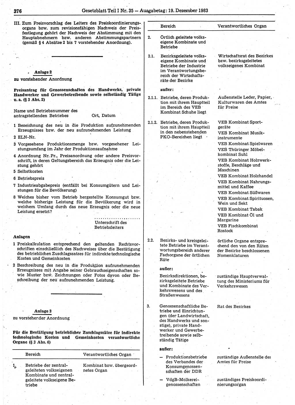 Gesetzblatt (GBl.) der Deutschen Demokratischen Republik (DDR) Teil Ⅰ 1983, Seite 376 (GBl. DDR Ⅰ 1983, S. 376)