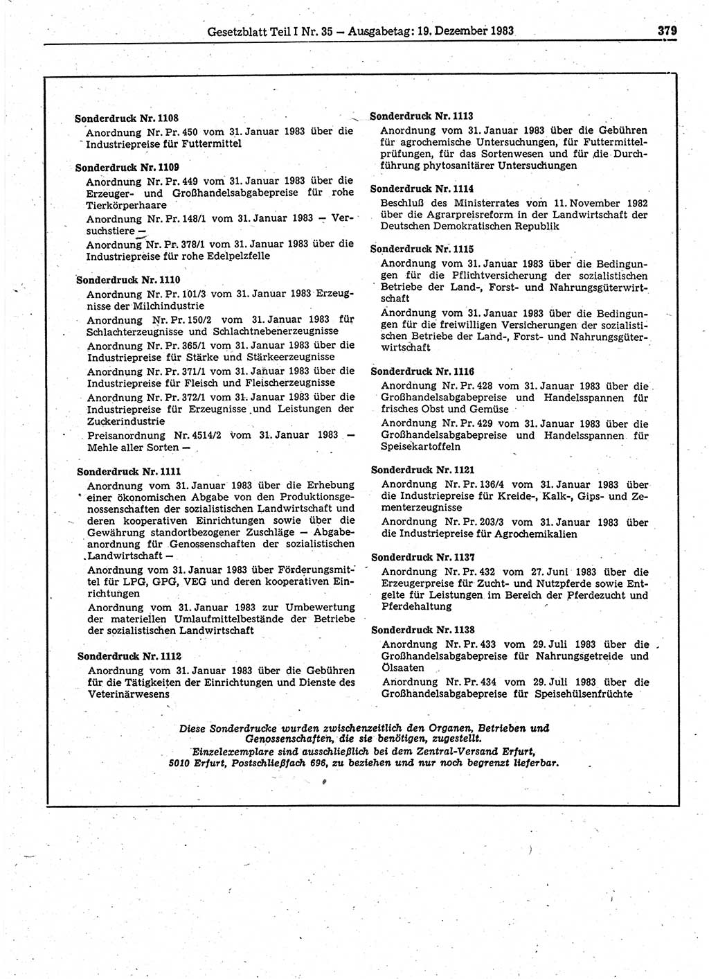 Gesetzblatt (GBl.) der Deutschen Demokratischen Republik (DDR) Teil Ⅰ 1983, Seite 379 (GBl. DDR Ⅰ 1983, S. 379)