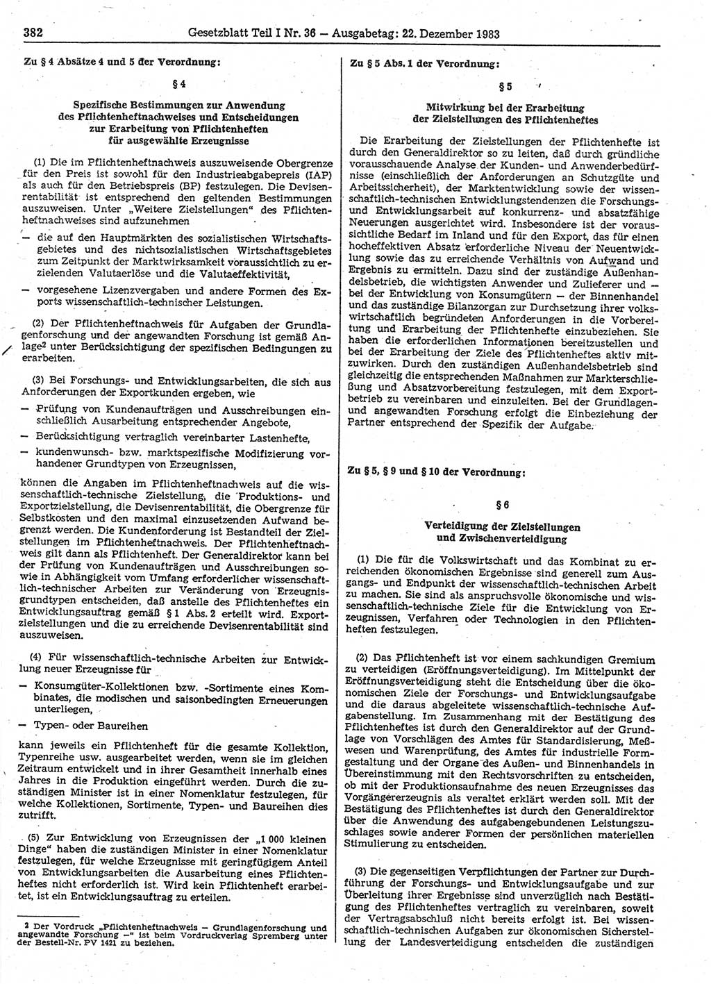 Gesetzblatt (GBl.) der Deutschen Demokratischen Republik (DDR) Teil Ⅰ 1983, Seite 382 (GBl. DDR Ⅰ 1983, S. 382)