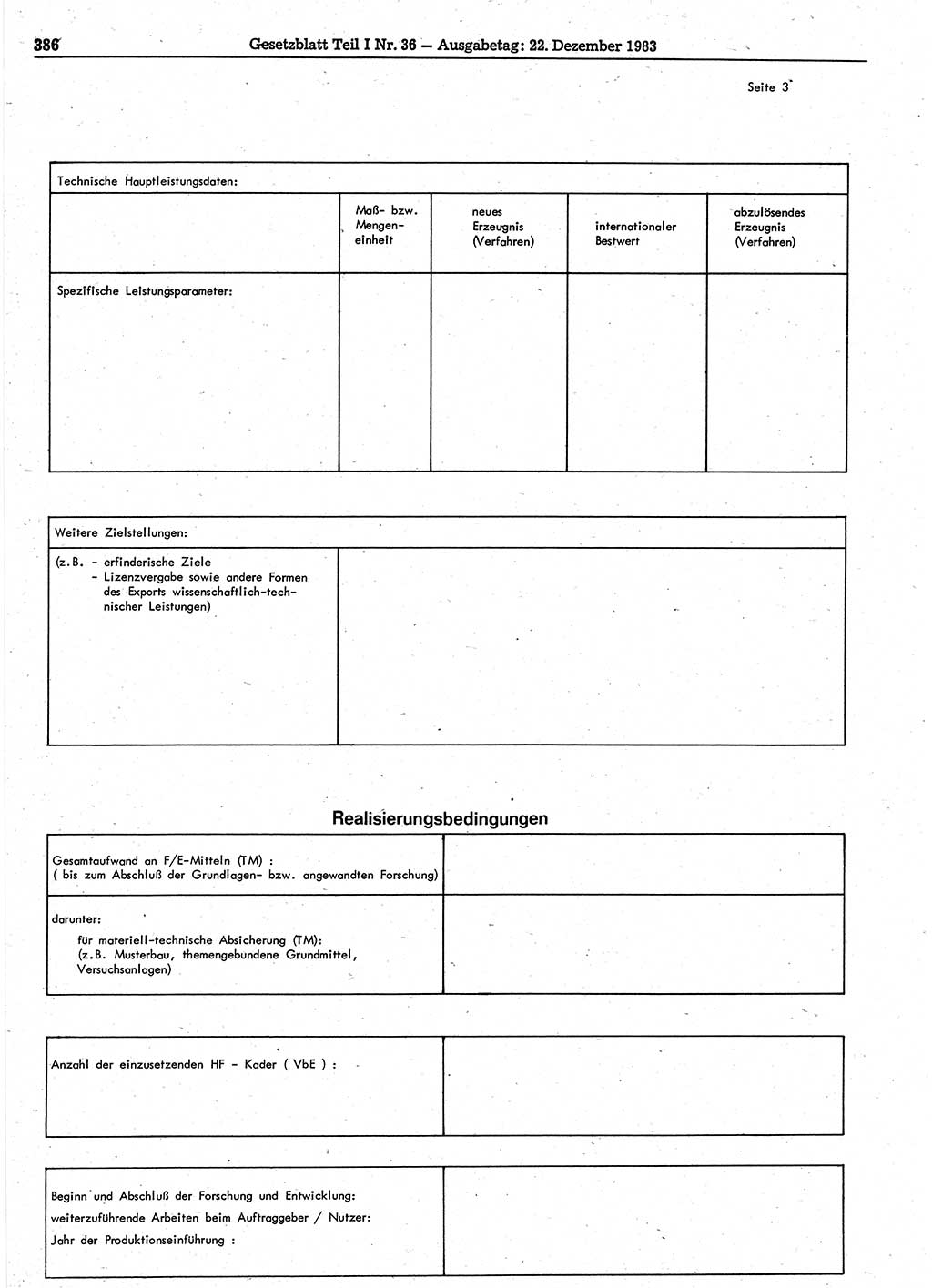 Gesetzblatt (GBl.) der Deutschen Demokratischen Republik (DDR) Teil Ⅰ 1983, Seite 386 (GBl. DDR Ⅰ 1983, S. 386)