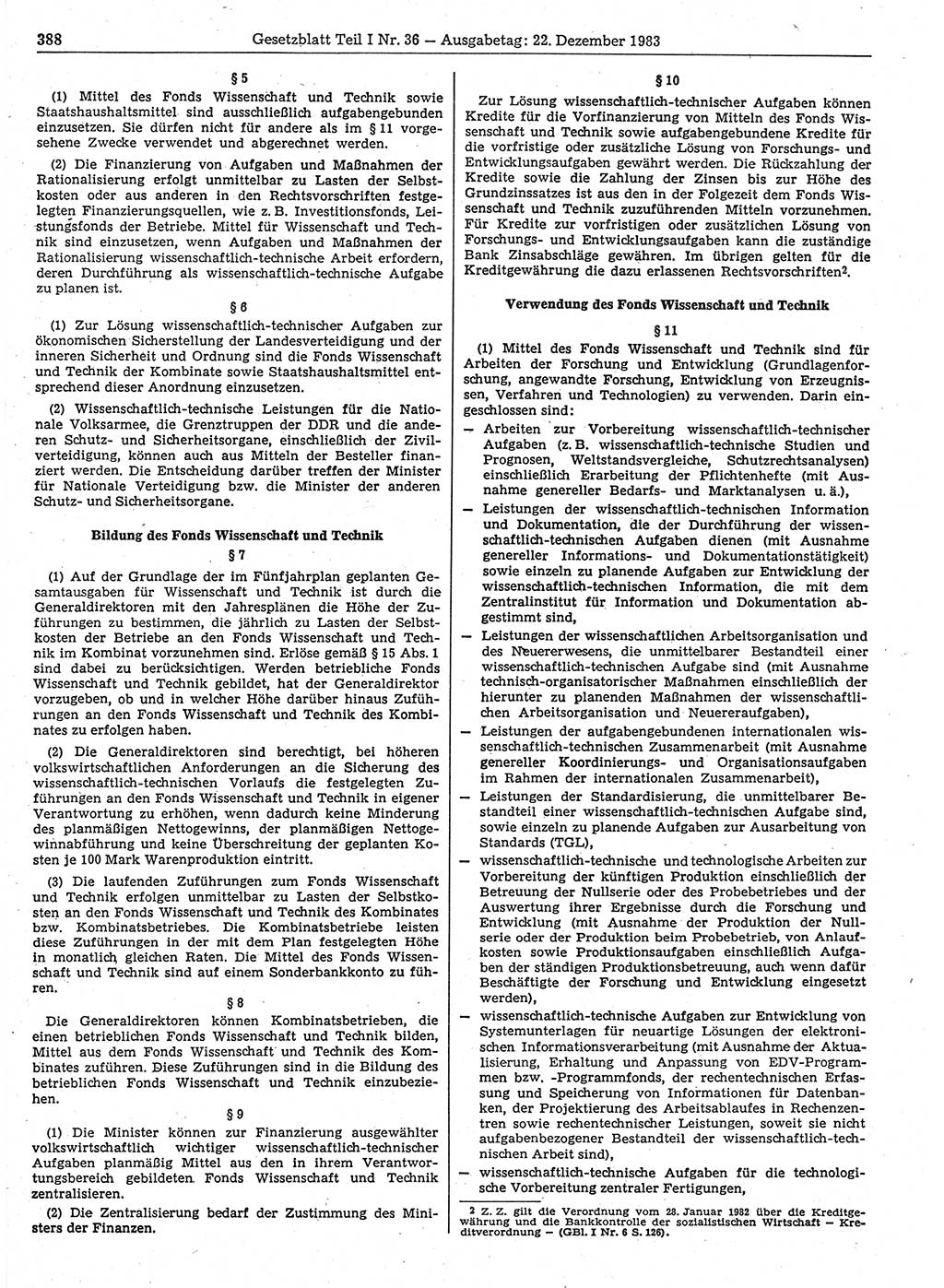 Gesetzblatt (GBl.) der Deutschen Demokratischen Republik (DDR) Teil Ⅰ 1983, Seite 388 (GBl. DDR Ⅰ 1983, S. 388)