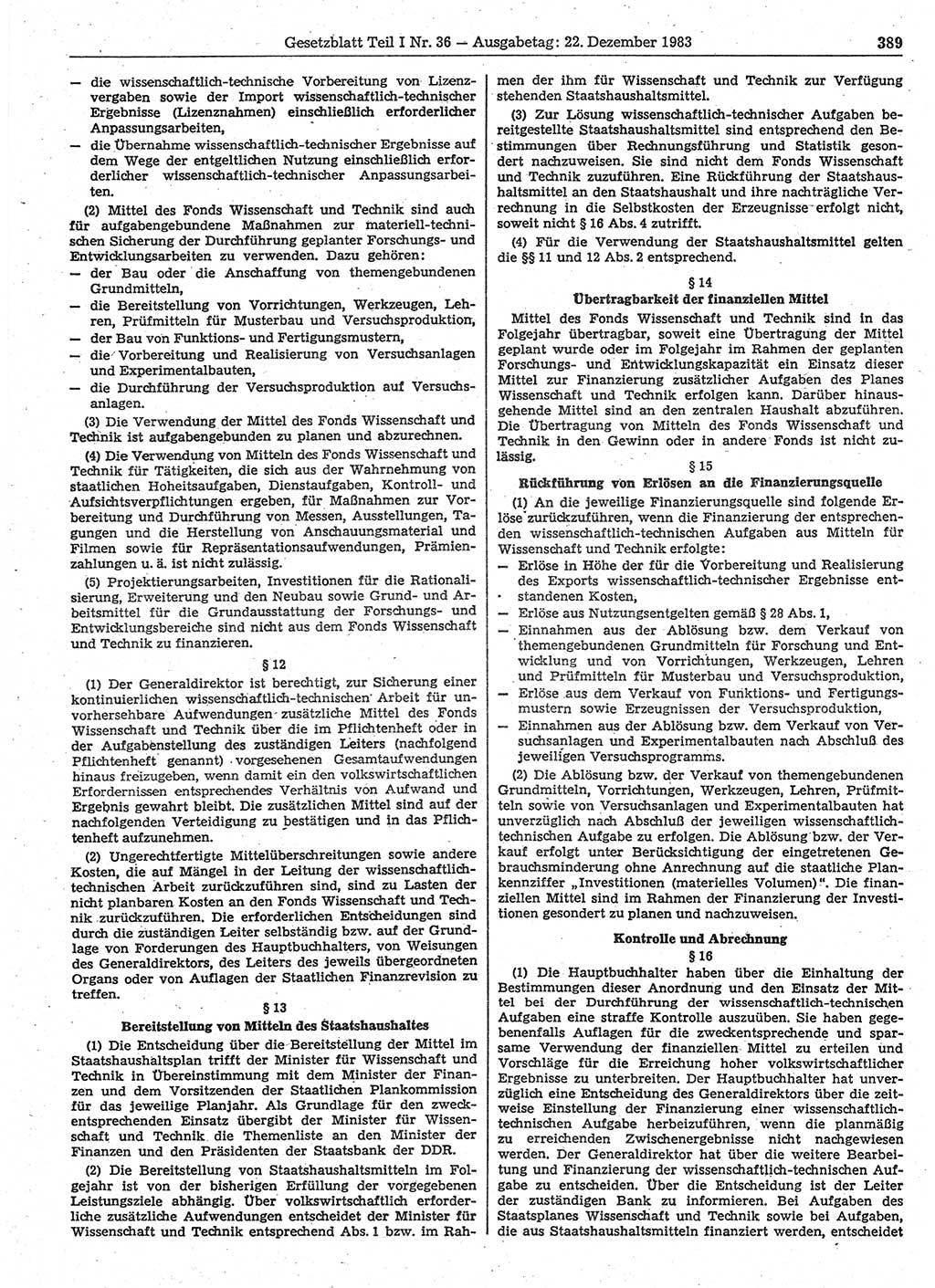 Gesetzblatt (GBl.) der Deutschen Demokratischen Republik (DDR) Teil Ⅰ 1983, Seite 389 (GBl. DDR Ⅰ 1983, S. 389)