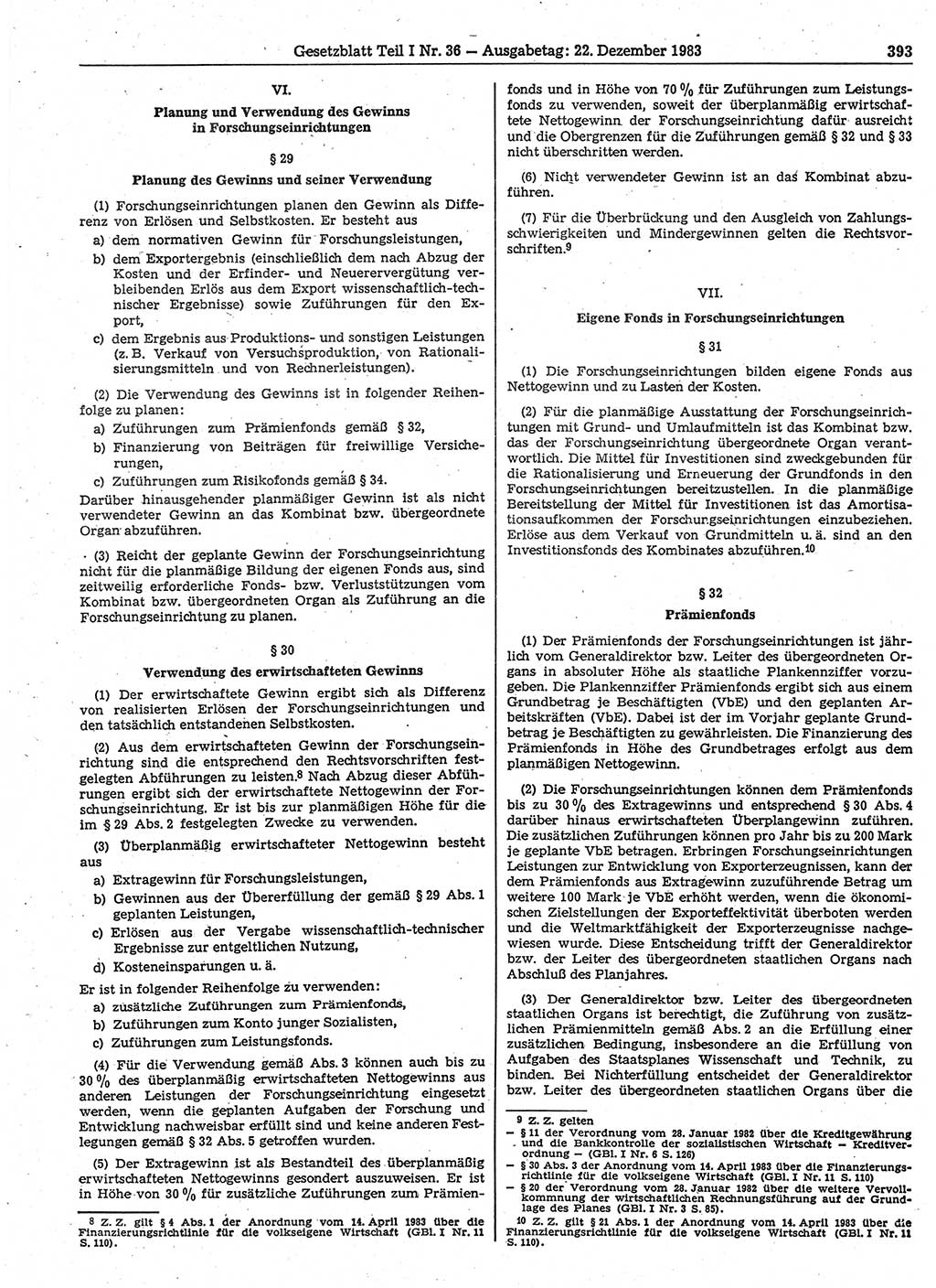 Gesetzblatt (GBl.) der Deutschen Demokratischen Republik (DDR) Teil Ⅰ 1983, Seite 393 (GBl. DDR Ⅰ 1983, S. 393)