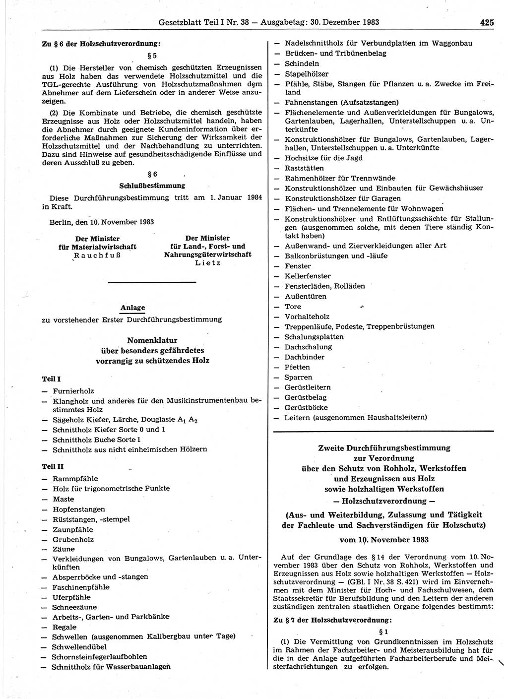 Gesetzblatt (GBl.) der Deutschen Demokratischen Republik (DDR) Teil Ⅰ 1983, Seite 425 (GBl. DDR Ⅰ 1983, S. 425)