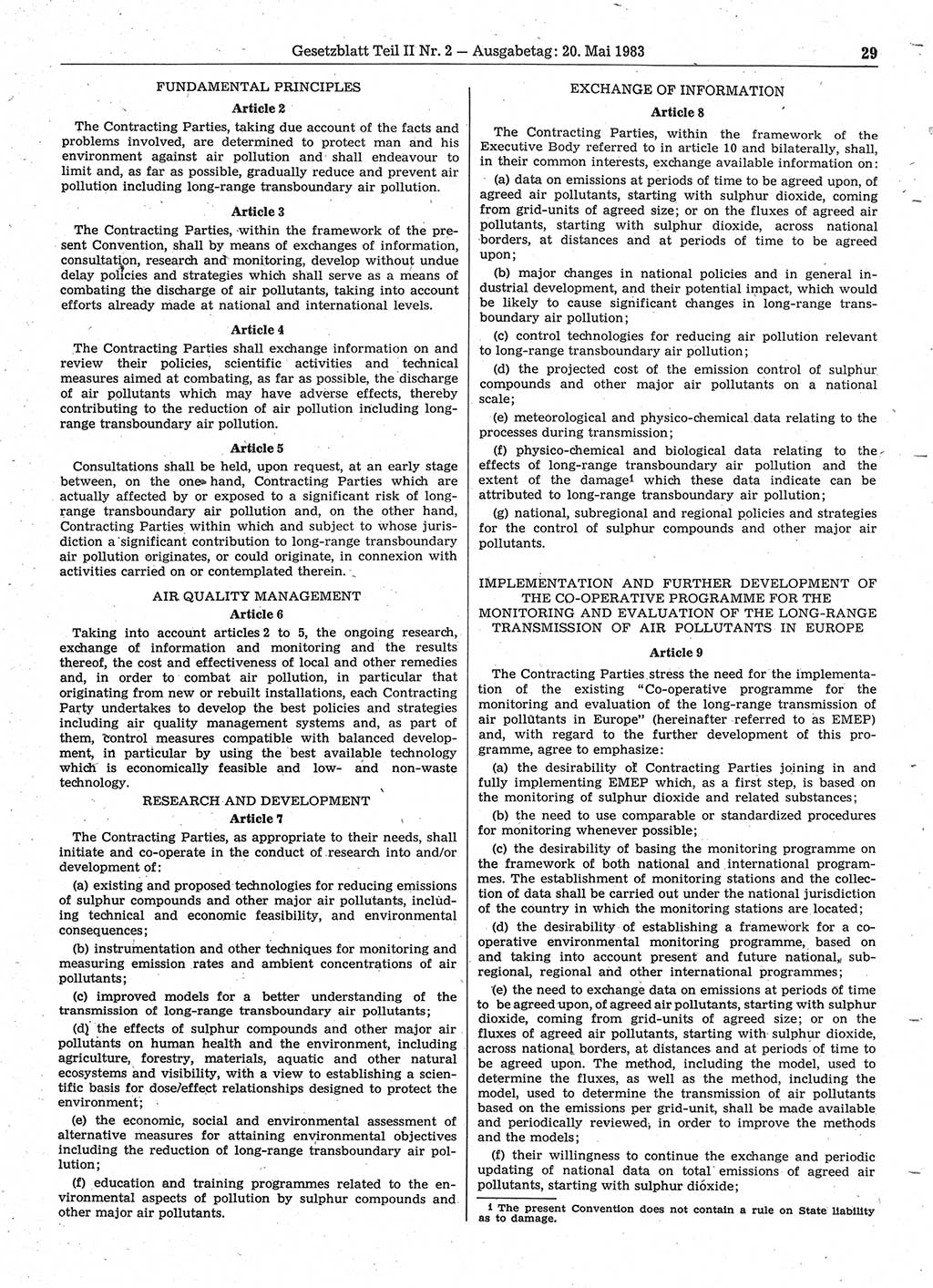 Gesetzblatt (GBl.) der Deutschen Demokratischen Republik (DDR) Teil ⅠⅠ 1983, Seite 29 (GBl. DDR ⅠⅠ 1983, S. 29)