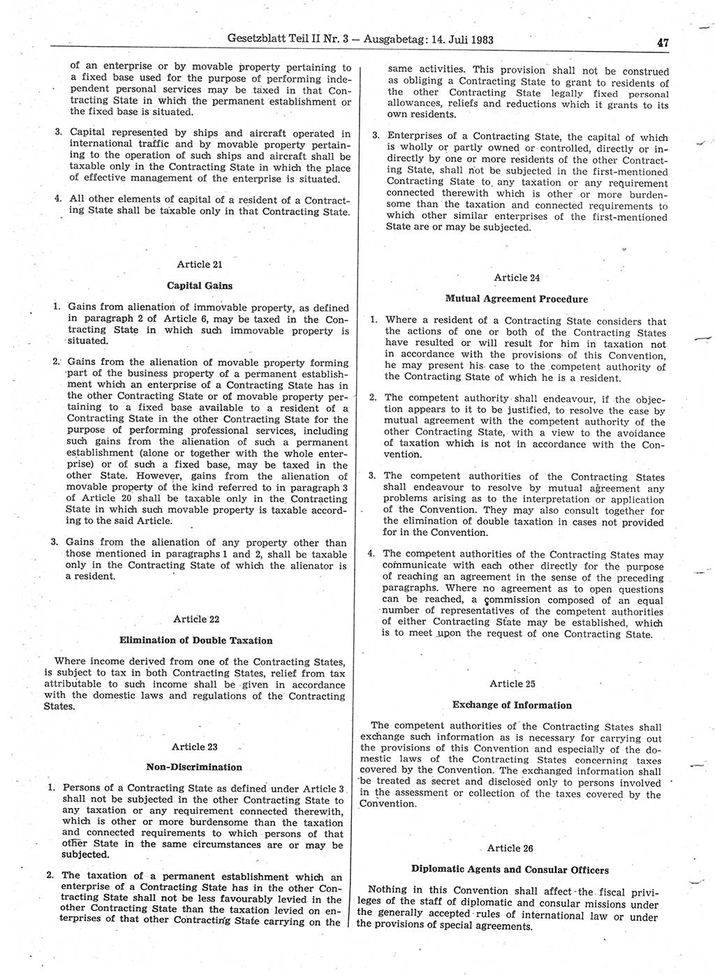 Gesetzblatt (GBl.) der Deutschen Demokratischen Republik (DDR) Teil ⅠⅠ 1983, Seite 47 (GBl. DDR ⅠⅠ 1983, S. 47)
