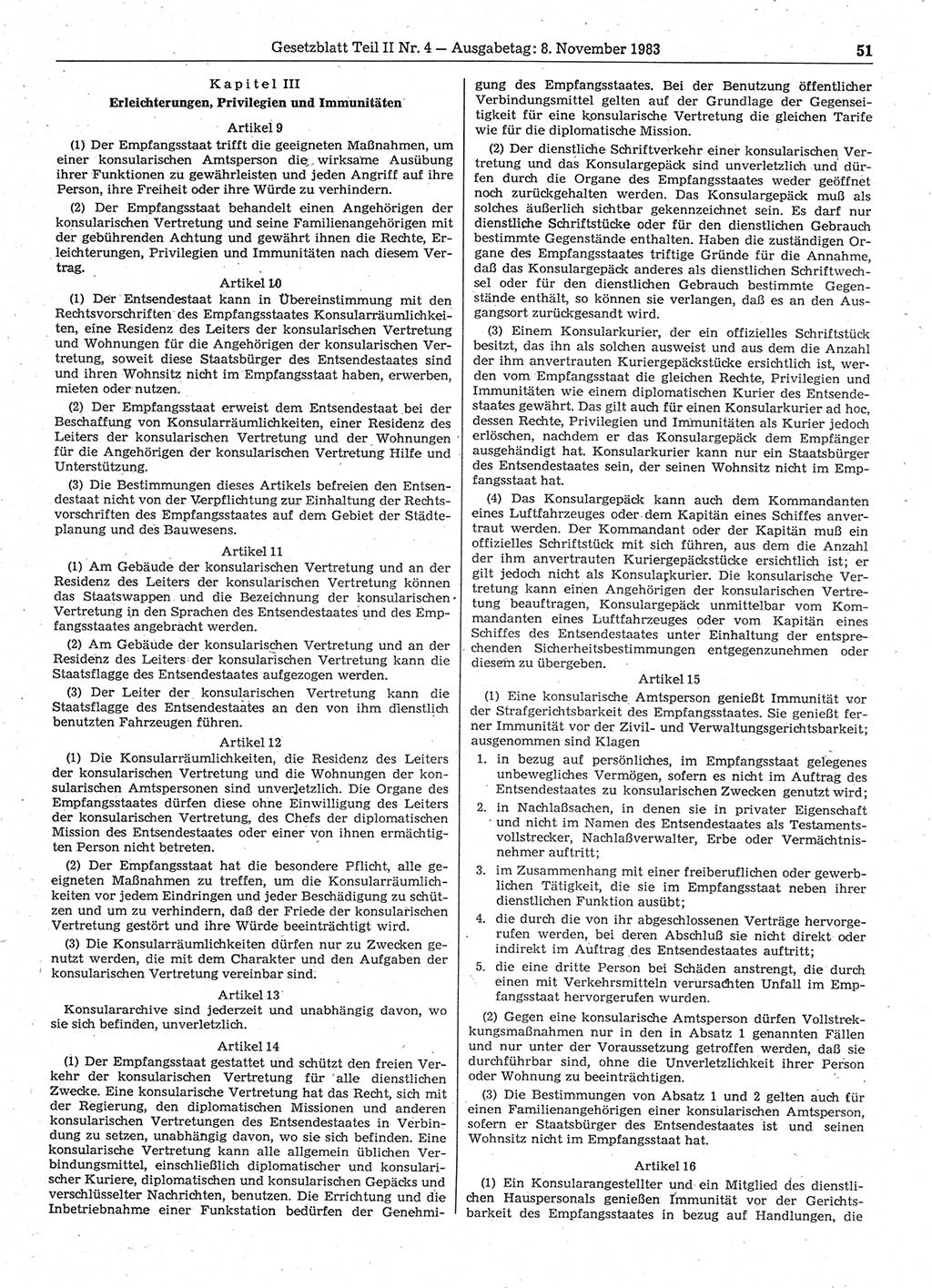Gesetzblatt (GBl.) der Deutschen Demokratischen Republik (DDR) Teil ⅠⅠ 1983, Seite 51 (GBl. DDR ⅠⅠ 1983, S. 51)