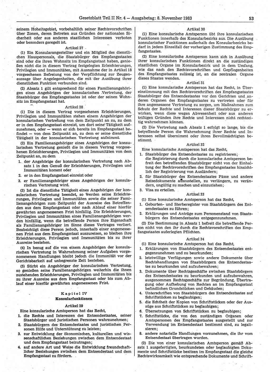 Gesetzblatt (GBl.) der Deutschen Demokratischen Republik (DDR) Teil ⅠⅠ 1983, Seite 53 (GBl. DDR ⅠⅠ 1983, S. 53)