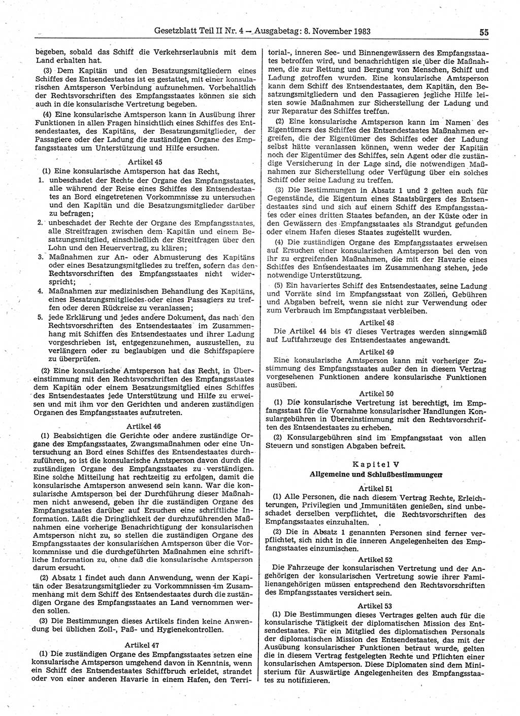 Gesetzblatt (GBl.) der Deutschen Demokratischen Republik (DDR) Teil ⅠⅠ 1983, Seite 55 (GBl. DDR ⅠⅠ 1983, S. 55)