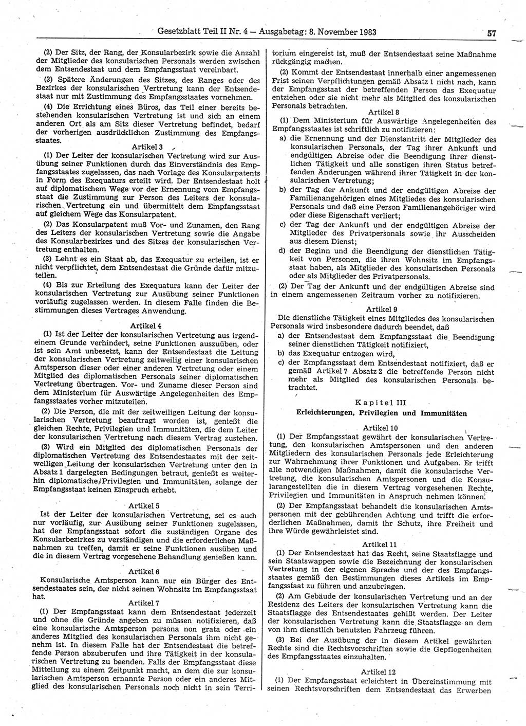 Gesetzblatt (GBl.) der Deutschen Demokratischen Republik (DDR) Teil ⅠⅠ 1983, Seite 57 (GBl. DDR ⅠⅠ 1983, S. 57)