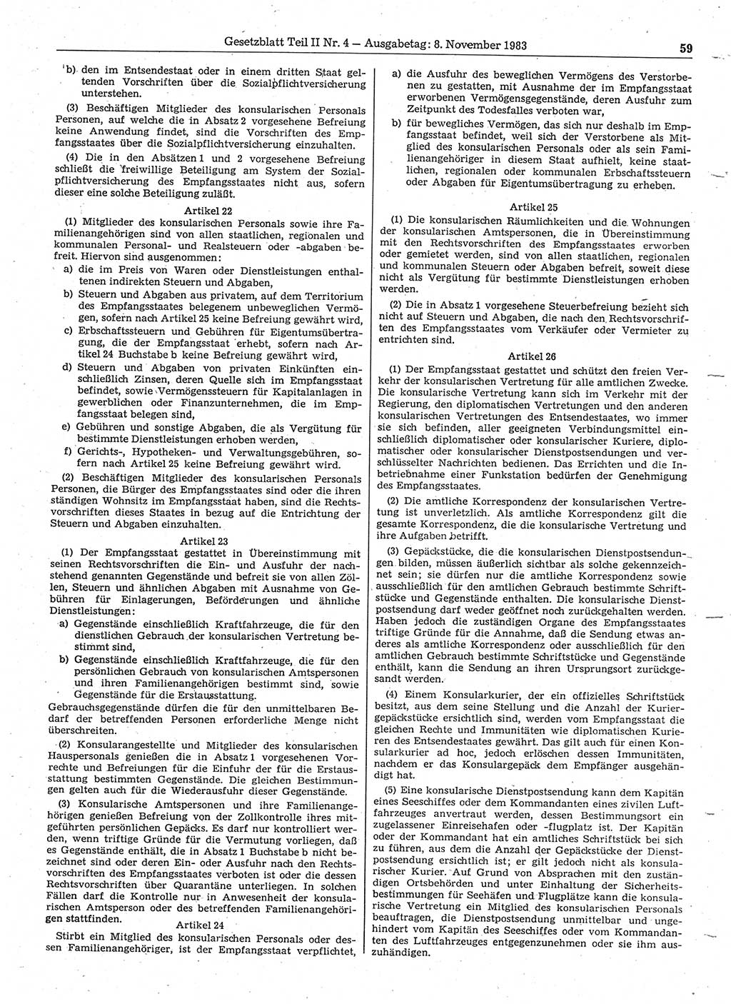 Gesetzblatt (GBl.) der Deutschen Demokratischen Republik (DDR) Teil ⅠⅠ 1983, Seite 59 (GBl. DDR ⅠⅠ 1983, S. 59)