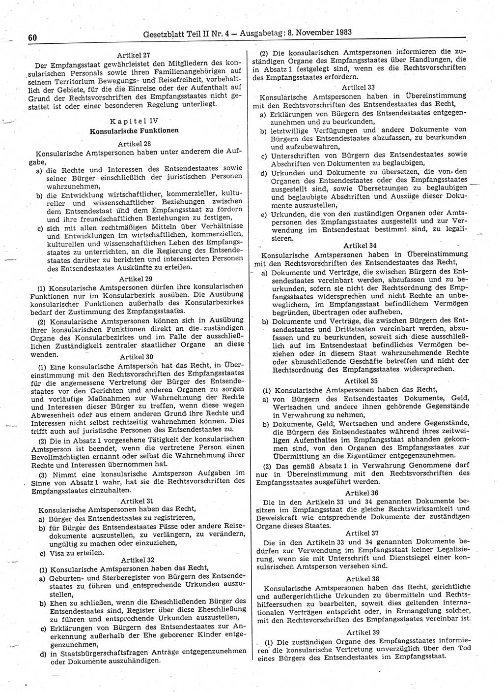 Gesetzblatt (GBl.) der Deutschen Demokratischen Republik (DDR) Teil ⅠⅠ 1983, Seite 60 (GBl. DDR ⅠⅠ 1983, S. 60)
