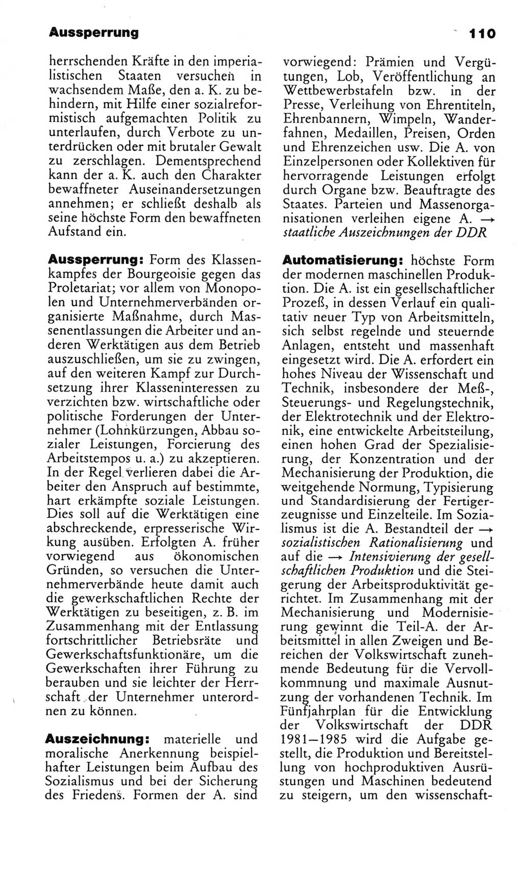 Kleines politisches Wörterbuch [Deutsche Demokratische Republik (DDR)] 1983, Seite 110 (Kl. pol. Wb. DDR 1983, S. 110)