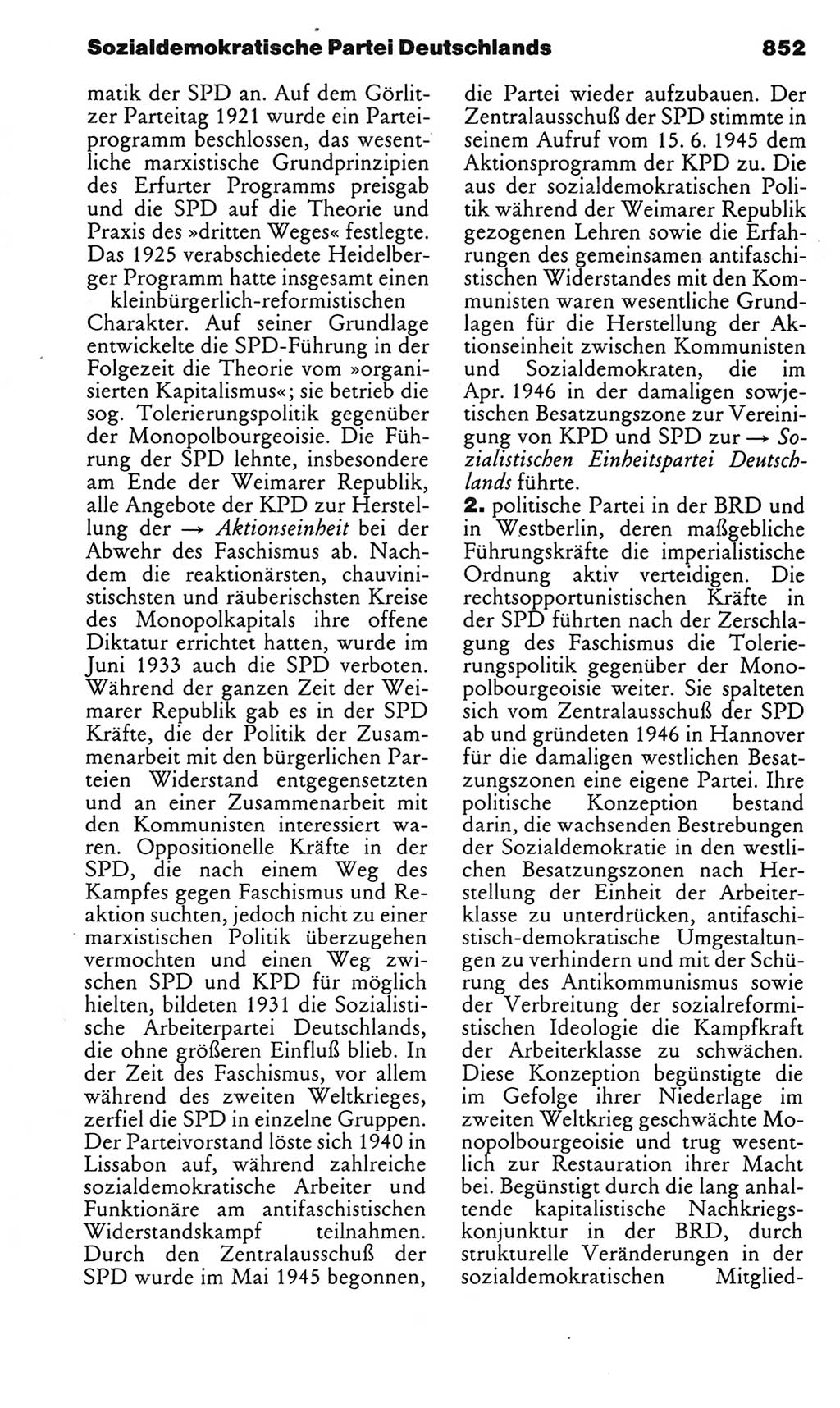 Kleines politisches Wörterbuch [Deutsche Demokratische Republik (DDR)] 1983, Seite 852 (Kl. pol. Wb. DDR 1983, S. 852)