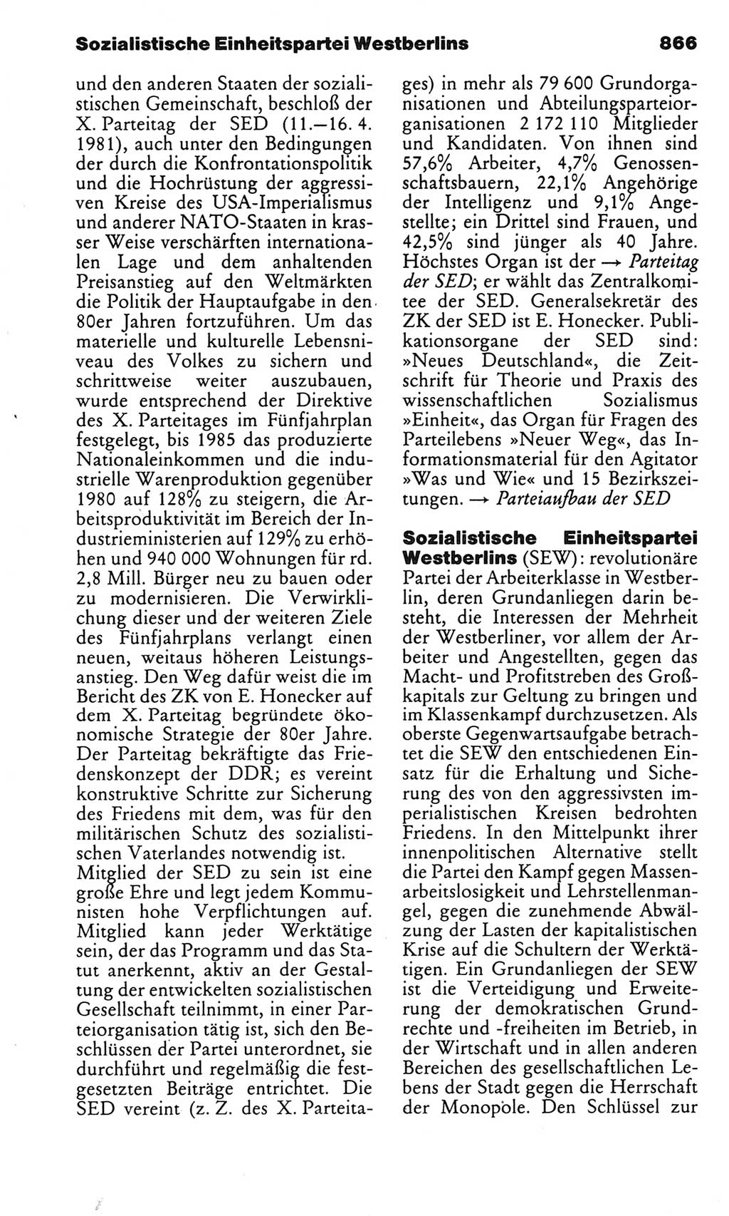Kleines politisches Wörterbuch [Deutsche Demokratische Republik (DDR)] 1983, Seite 866 (Kl. pol. Wb. DDR 1983, S. 866)