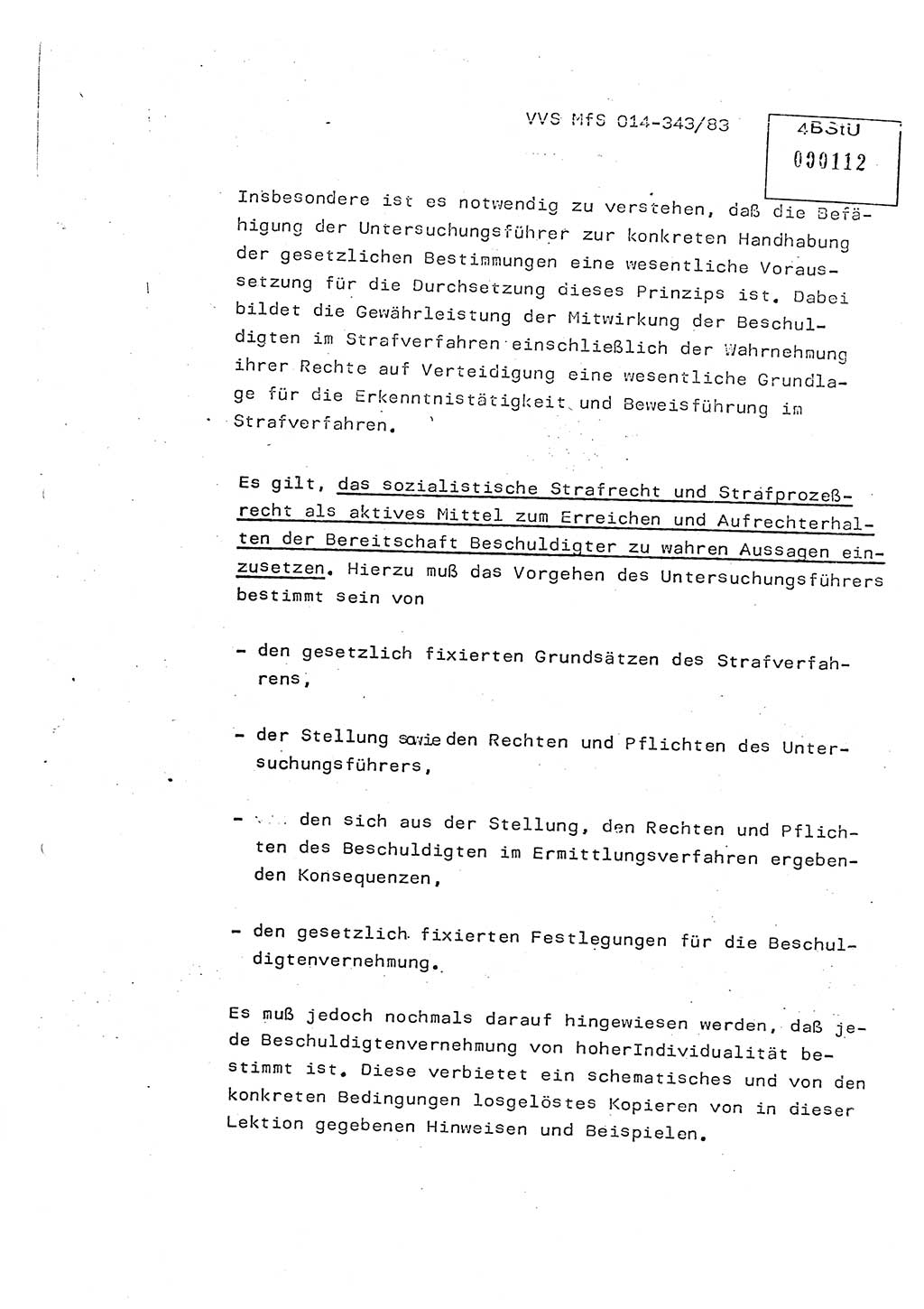 Lektion Ministerium für Staatssicherheit (MfS) [Deutsche Demokratische Republik (DDR)], Hauptabteilung (HA) Ⅸ, Vertrauliche Verschlußsache (VVS) o014-343/83, Berlin 1983, Seite 4 (Lekt. MfS DDR HA Ⅸ VVS o014-343/83 1983, S. 4)