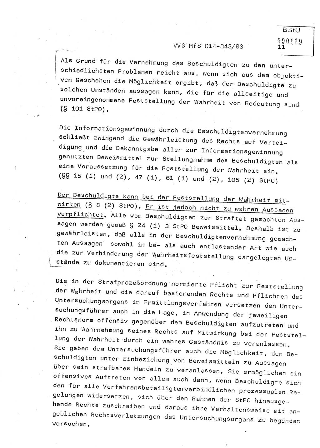 Lektion Ministerium für Staatssicherheit (MfS) [Deutsche Demokratische Republik (DDR)], Hauptabteilung (HA) Ⅸ, Vertrauliche Verschlußsache (VVS) o014-343/83, Berlin 1983, Seite 11 (Lekt. MfS DDR HA Ⅸ VVS o014-343/83 1983, S. 11)