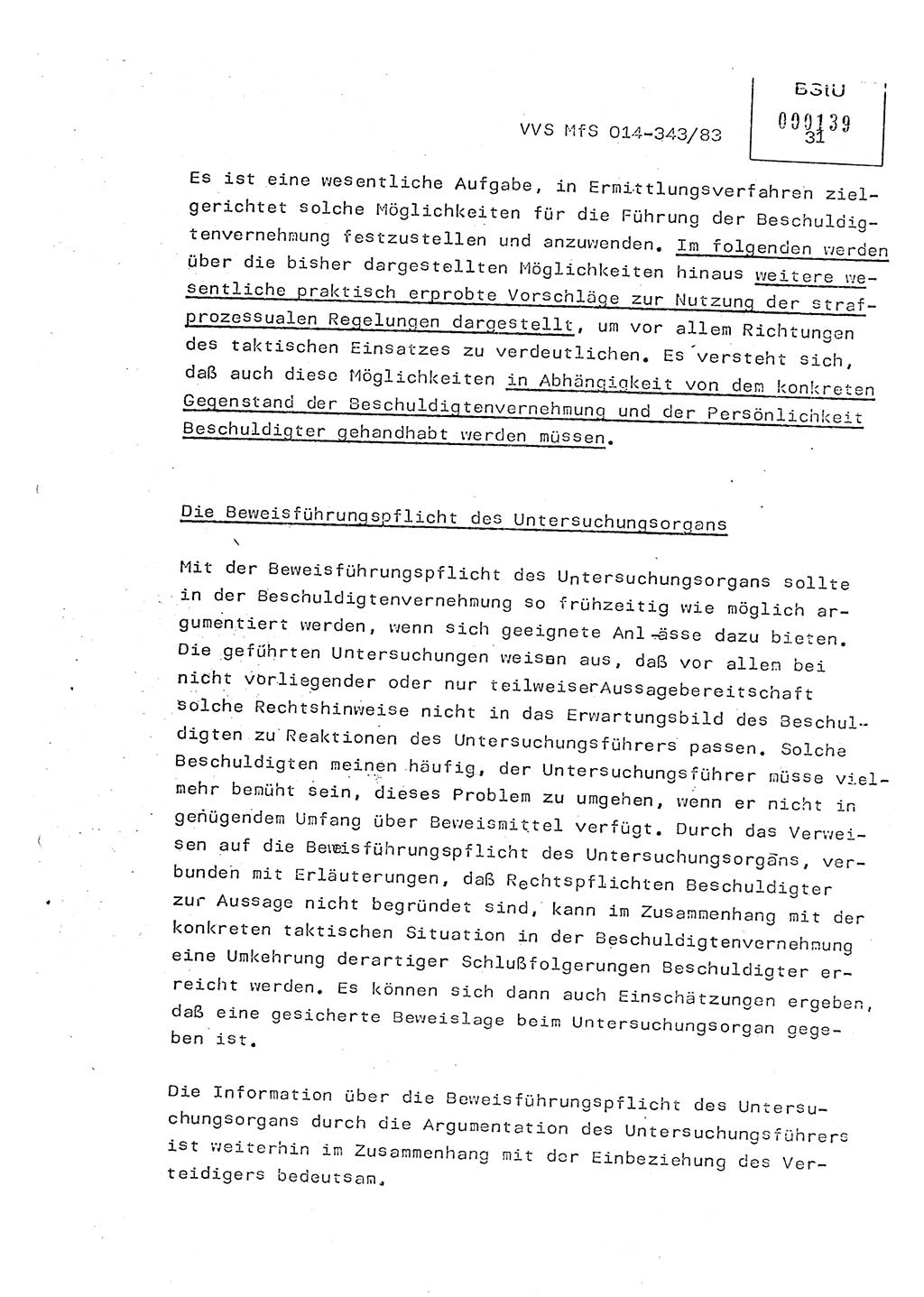 Lektion Ministerium für Staatssicherheit (MfS) [Deutsche Demokratische Republik (DDR)], Hauptabteilung (HA) Ⅸ, Vertrauliche Verschlußsache (VVS) o014-343/83, Berlin 1983, Seite 31 (Lekt. MfS DDR HA Ⅸ VVS o014-343/83 1983, S. 31)