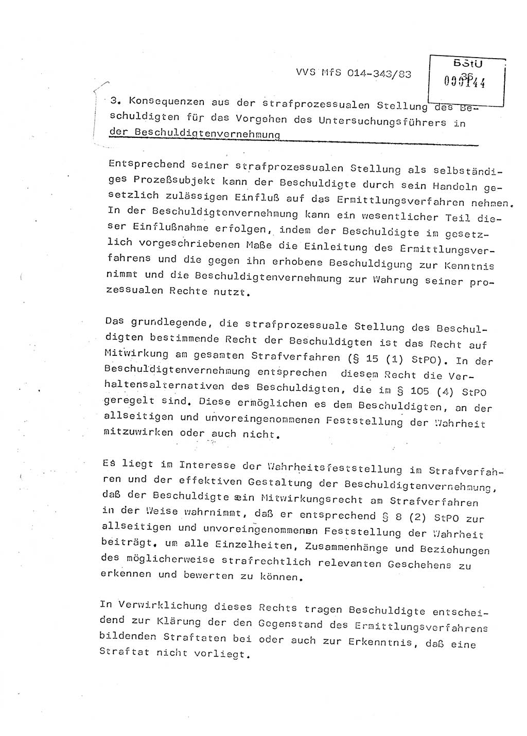 Lektion Ministerium für Staatssicherheit (MfS) [Deutsche Demokratische Republik (DDR)], Hauptabteilung (HA) Ⅸ, Vertrauliche Verschlußsache (VVS) o014-343/83, Berlin 1983, Seite 36 (Lekt. MfS DDR HA Ⅸ VVS o014-343/83 1983, S. 36)