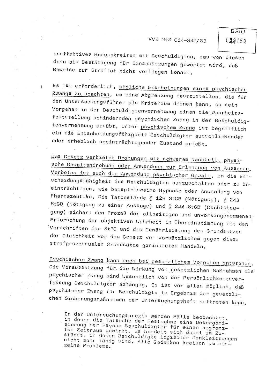 Lektion Ministerium für Staatssicherheit (MfS) [Deutsche Demokratische Republik (DDR)], Hauptabteilung (HA) Ⅸ, Vertrauliche Verschlußsache (VVS) o014-343/83, Berlin 1983, Seite 44 (Lekt. MfS DDR HA Ⅸ VVS o014-343/83 1983, S. 44)