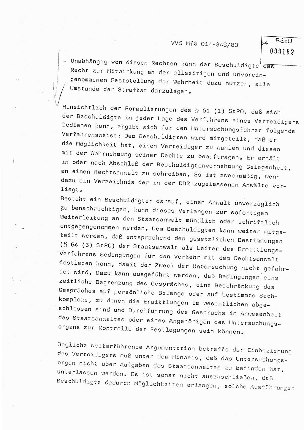 Lektion Ministerium für Staatssicherheit (MfS) [Deutsche Demokratische Republik (DDR)], Hauptabteilung (HA) Ⅸ, Vertrauliche Verschlußsache (VVS) o014-343/83, Berlin 1983, Seite 54 (Lekt. MfS DDR HA Ⅸ VVS o014-343/83 1983, S. 54)