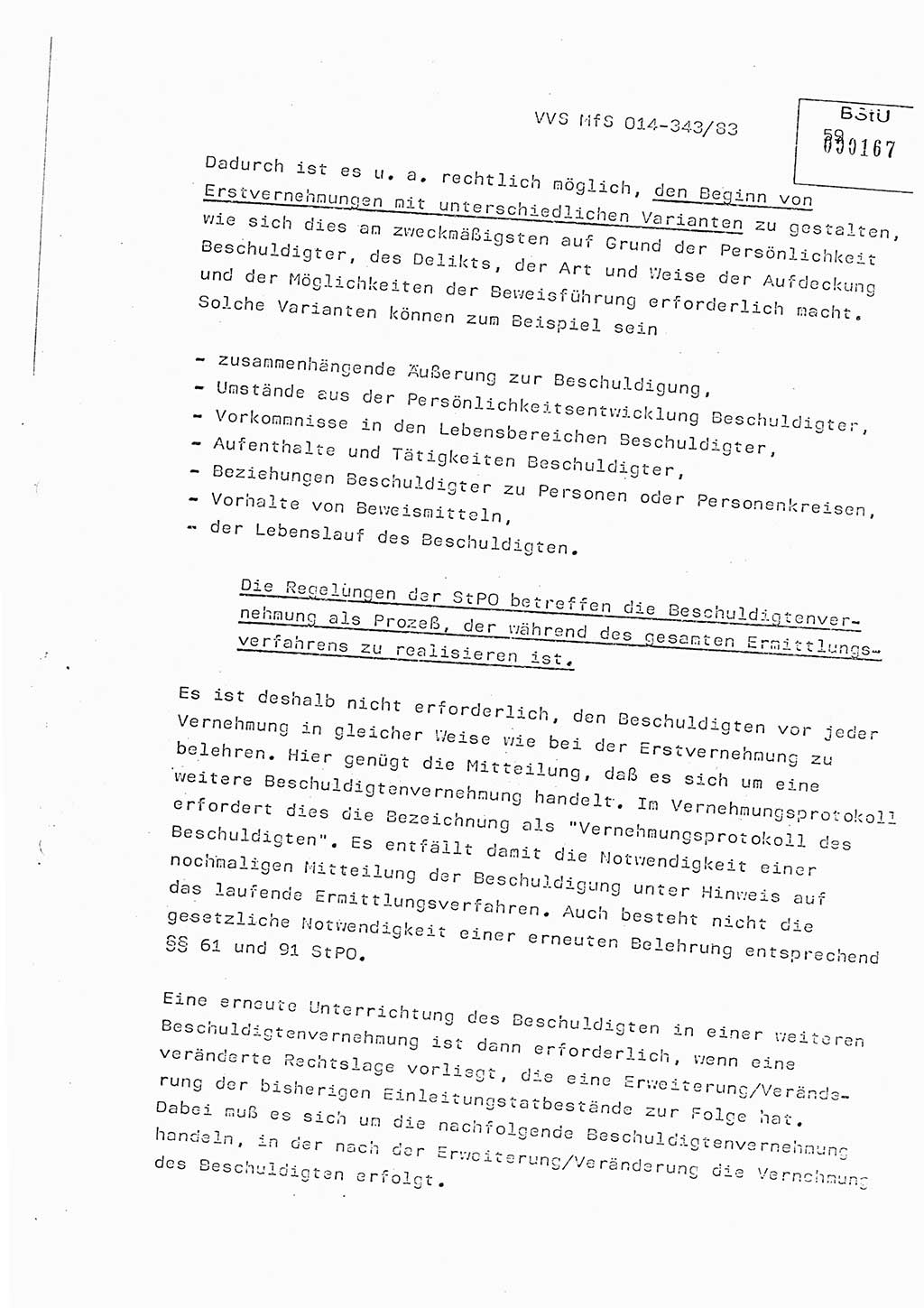 Lektion Ministerium für Staatssicherheit (MfS) [Deutsche Demokratische Republik (DDR)], Hauptabteilung (HA) Ⅸ, Vertrauliche Verschlußsache (VVS) o014-343/83, Berlin 1983, Seite 59 (Lekt. MfS DDR HA Ⅸ VVS o014-343/83 1983, S. 59)