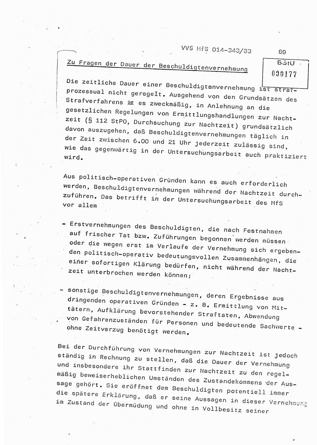 Lektion Ministerium für Staatssicherheit (MfS) [Deutsche Demokratische Republik (DDR)], Hauptabteilung (HA) Ⅸ, Vertrauliche Verschlußsache (VVS) o014-343/83, Berlin 1983, Seite 69 (Lekt. MfS DDR HA Ⅸ VVS o014-343/83 1983, S. 69)