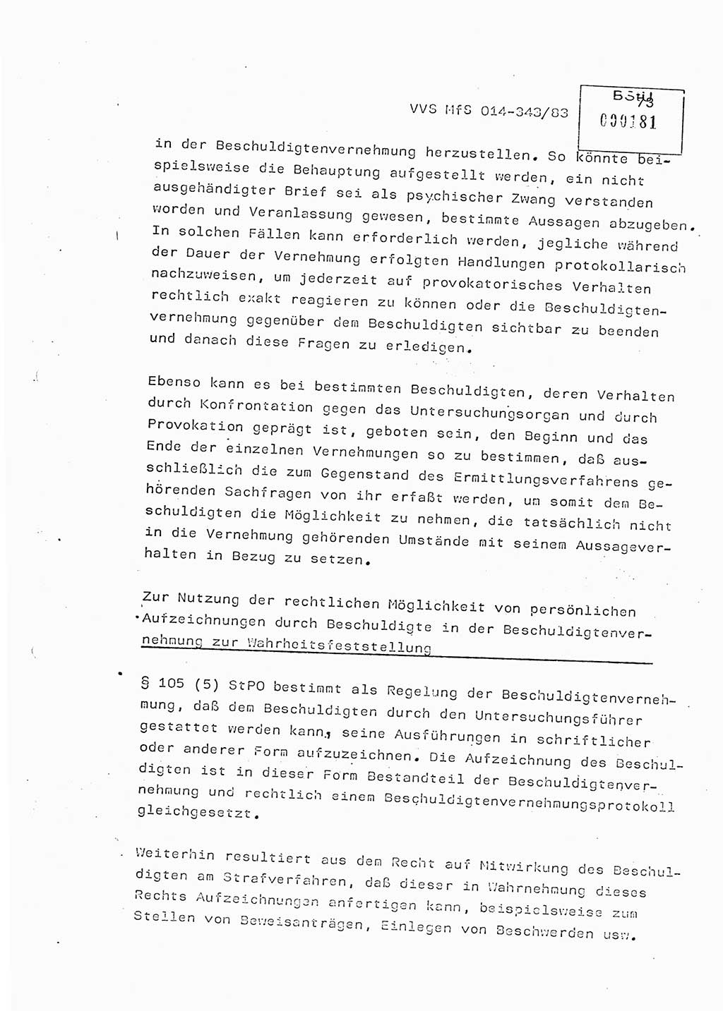 Lektion Ministerium für Staatssicherheit (MfS) [Deutsche Demokratische Republik (DDR)], Hauptabteilung (HA) Ⅸ, Vertrauliche Verschlußsache (VVS) o014-343/83, Berlin 1983, Seite 73 (Lekt. MfS DDR HA Ⅸ VVS o014-343/83 1983, S. 73)