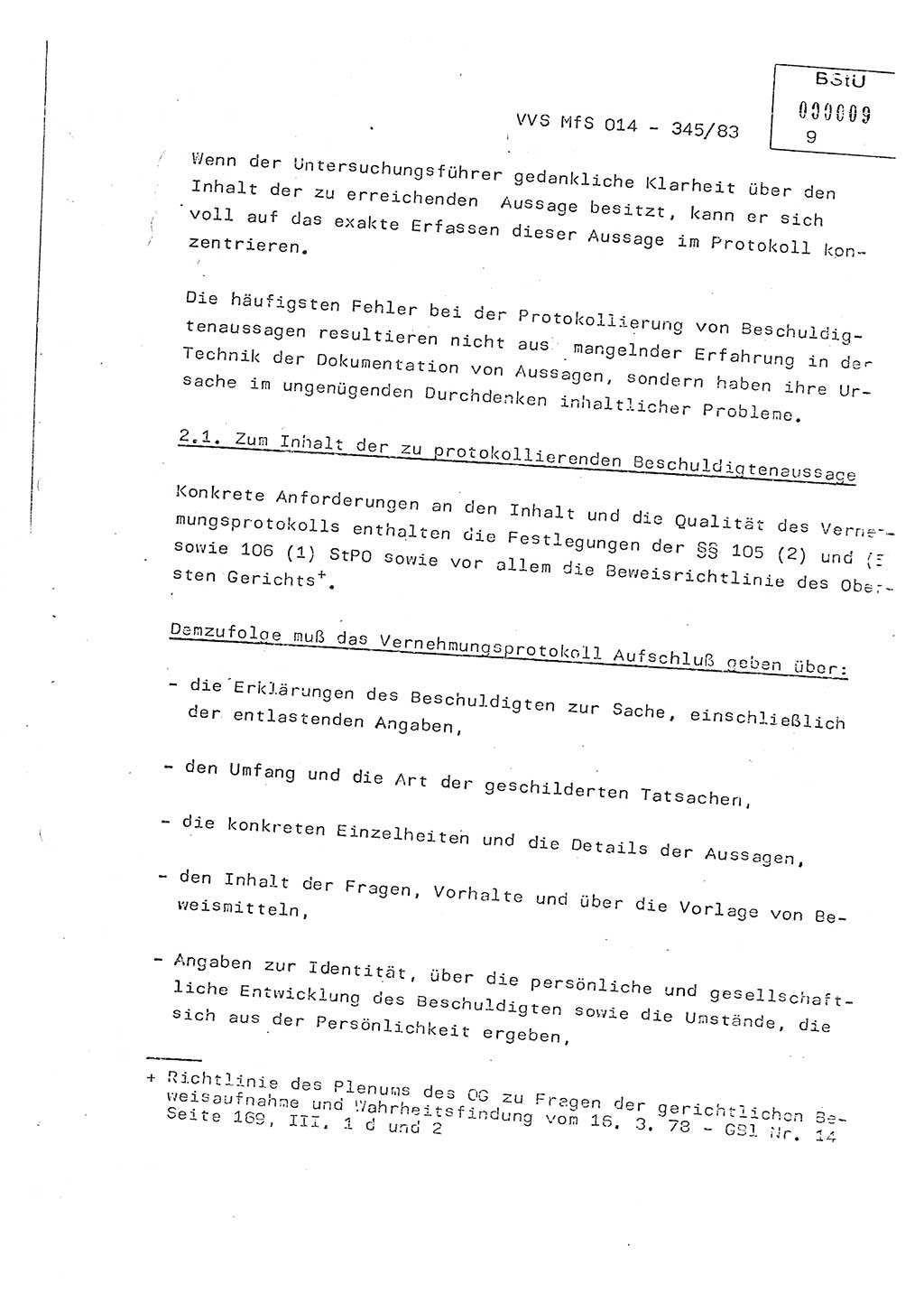 Lektion Ministerium für Staatssicherheit (MfS) [Deutsche Demokratische Republik (DDR)], Hauptabteilung (HA) Ⅸ, Vertrauliche Verschlußsache (VVS) o014-345/83, Berlin 1983, Seite 9 (Lekt. MfS DDR HA Ⅸ VVS o014-345/83 1983, S. 9)