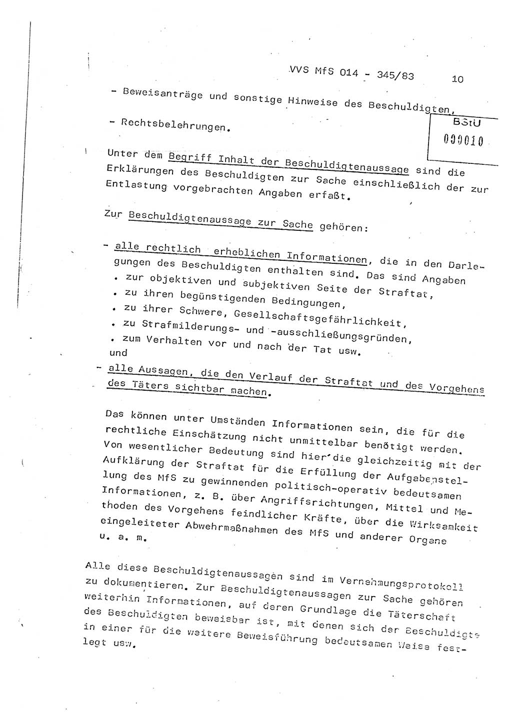 Lektion Ministerium für Staatssicherheit (MfS) [Deutsche Demokratische Republik (DDR)], Hauptabteilung (HA) Ⅸ, Vertrauliche Verschlußsache (VVS) o014-345/83, Berlin 1983, Seite 10 (Lekt. MfS DDR HA Ⅸ VVS o014-345/83 1983, S. 10)